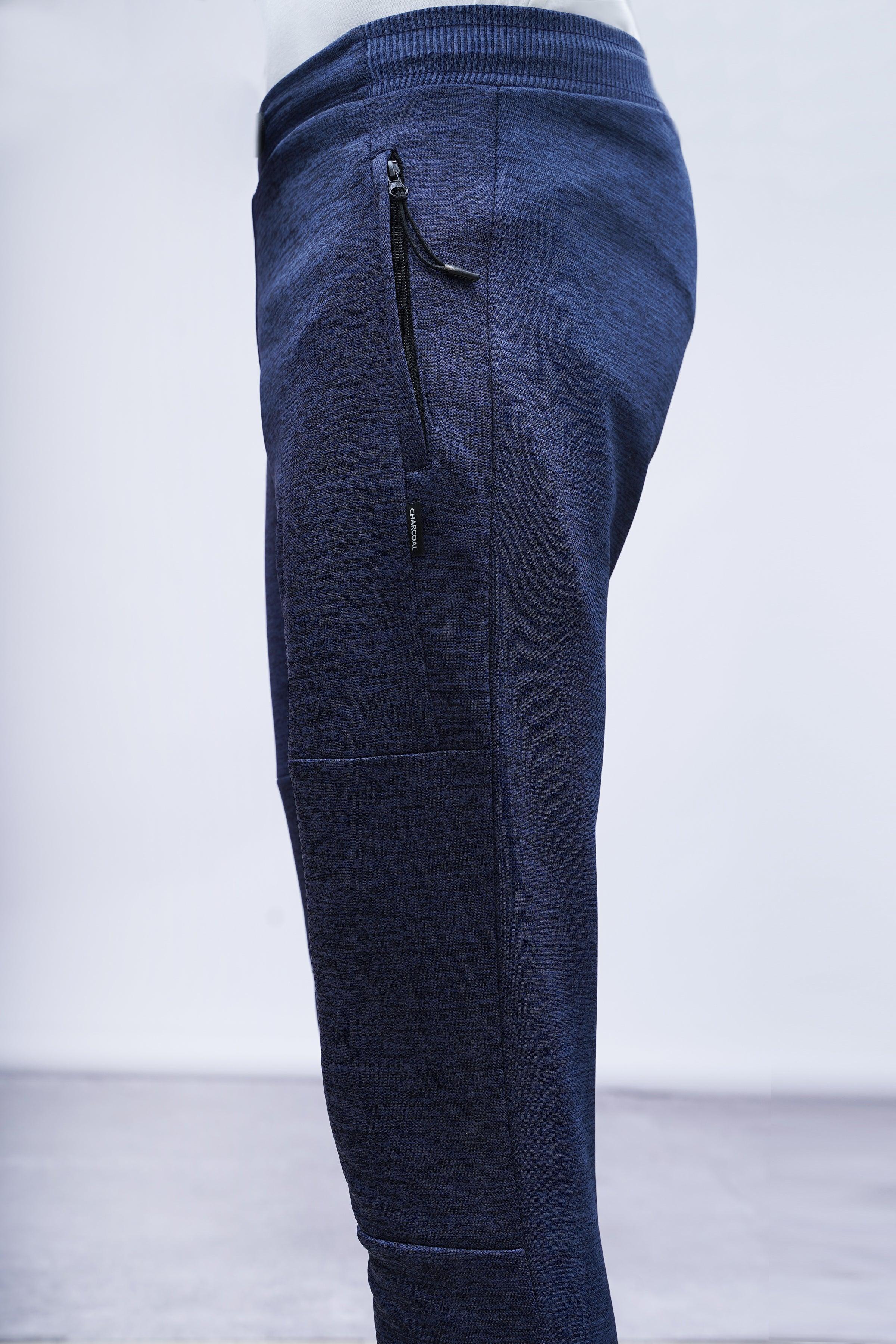 CHAIN YARN FLEECE TROUSER NAVY MELANGE at Charcoal Clothing