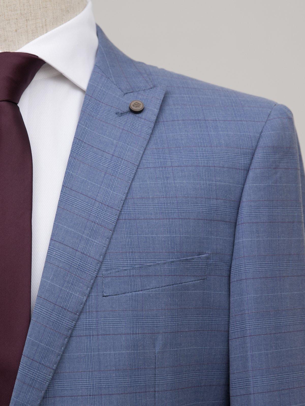 CHECK SUIT 2 BUTTON BLUE at Charcoal Clothing