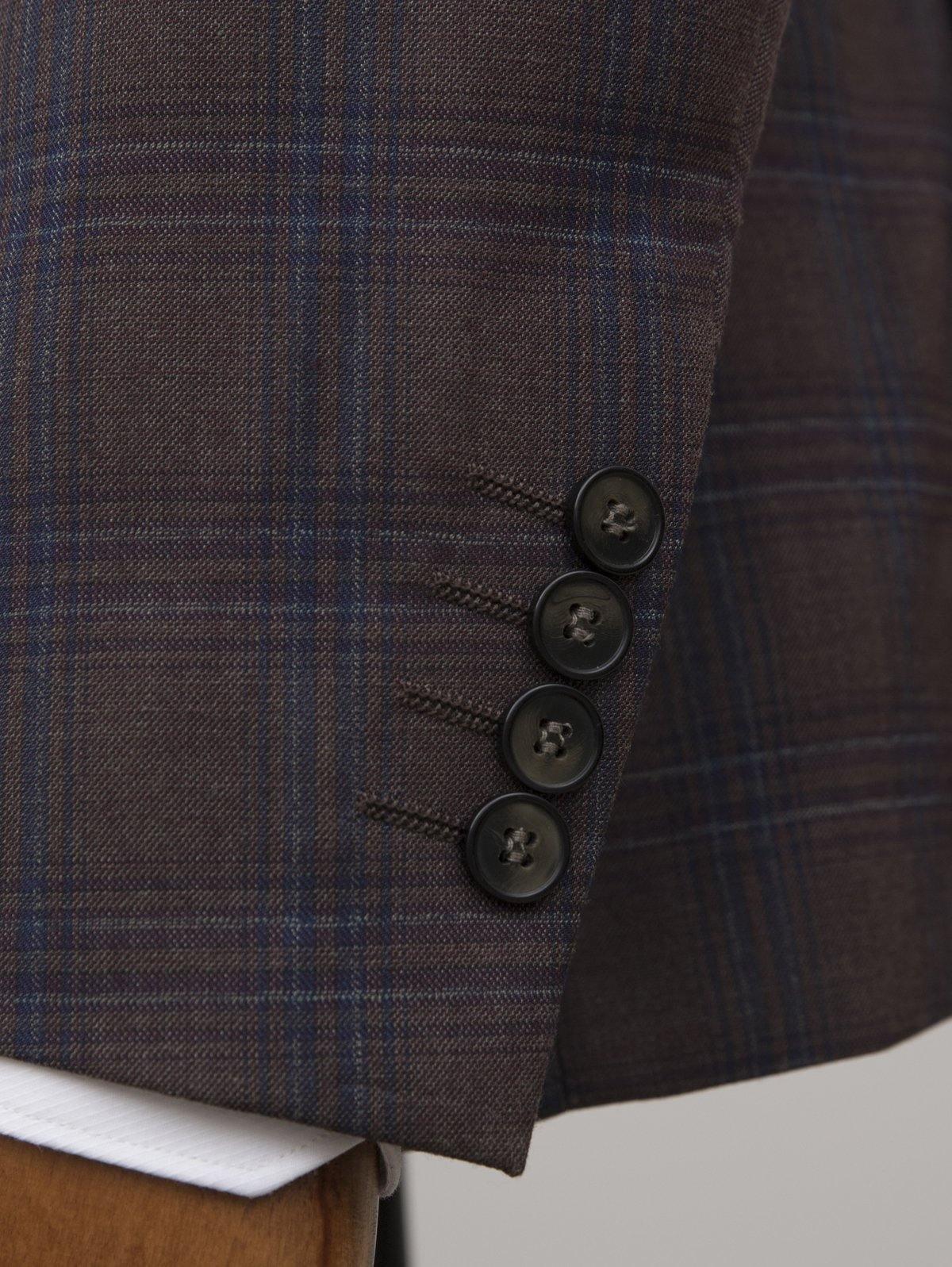 CHECK SUIT 2 BUTTON BROWN at Charcoal Clothing