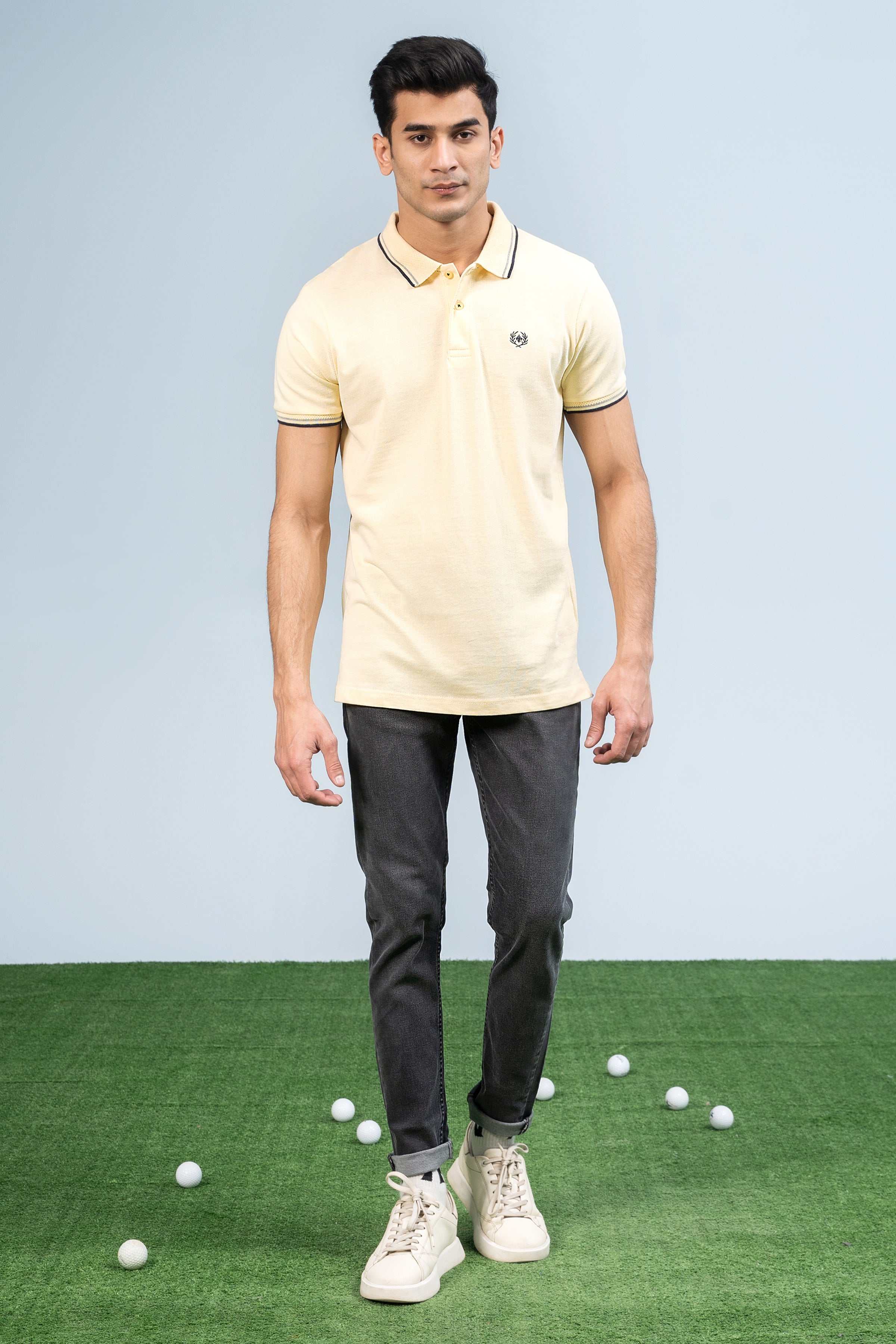 CLASSIC POLO LIME YELLOW at Charcoal Clothing