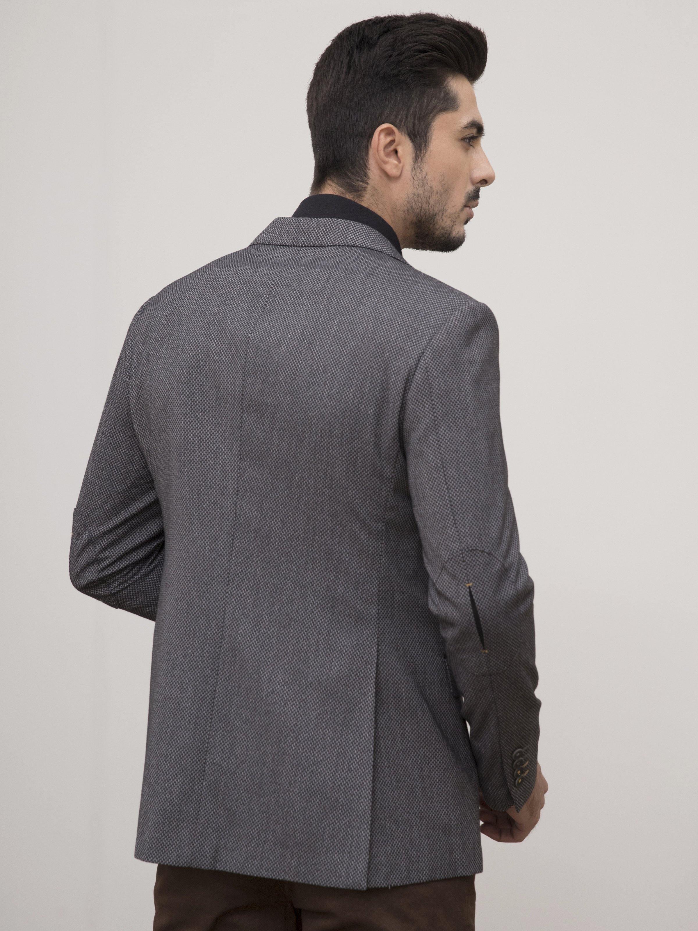 COAT 2 BUTTON SLIM FIT BLACK GREY at Charcoal Clothing