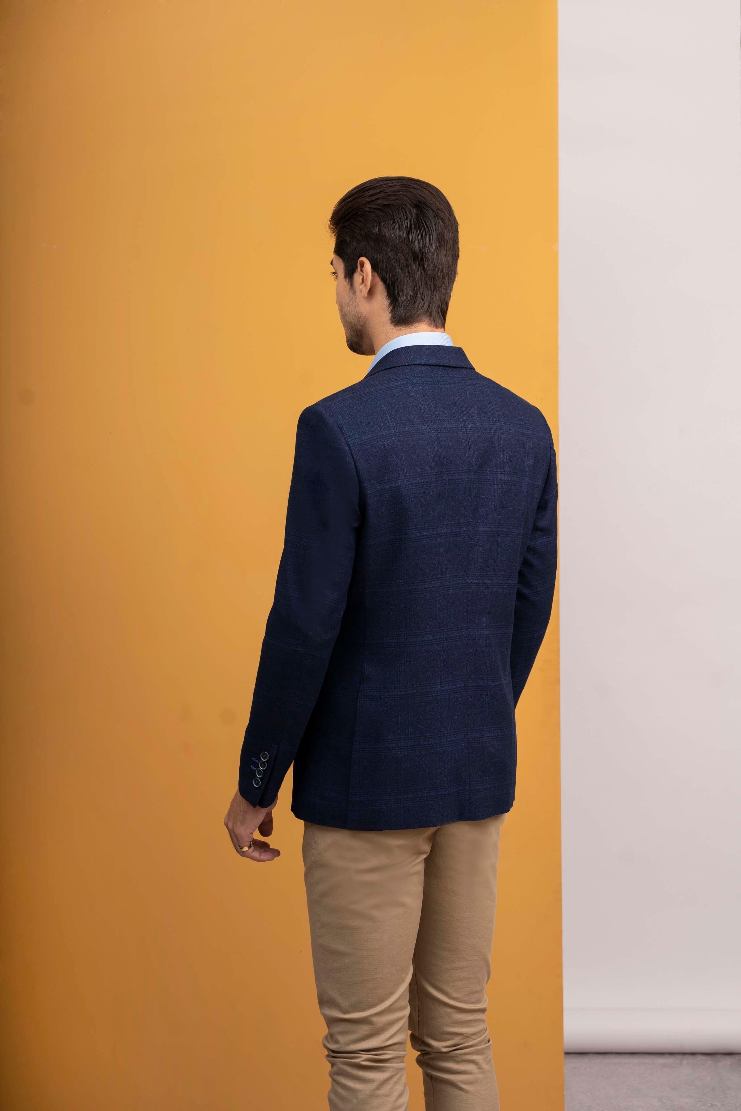 COAT SLIM FIT BLUE at Charcoal Clothing