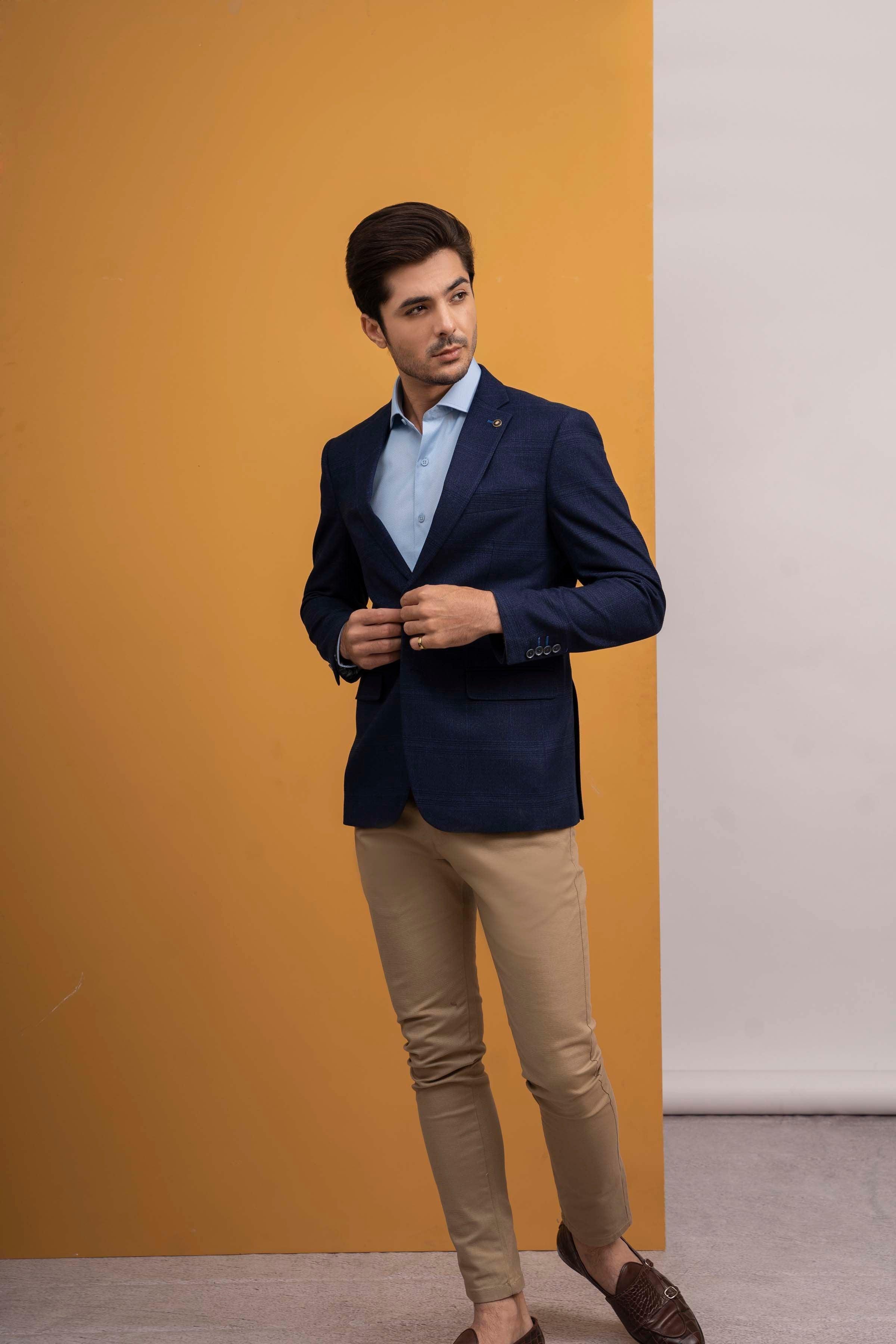 COAT SLIM FIT BLUE at Charcoal Clothing