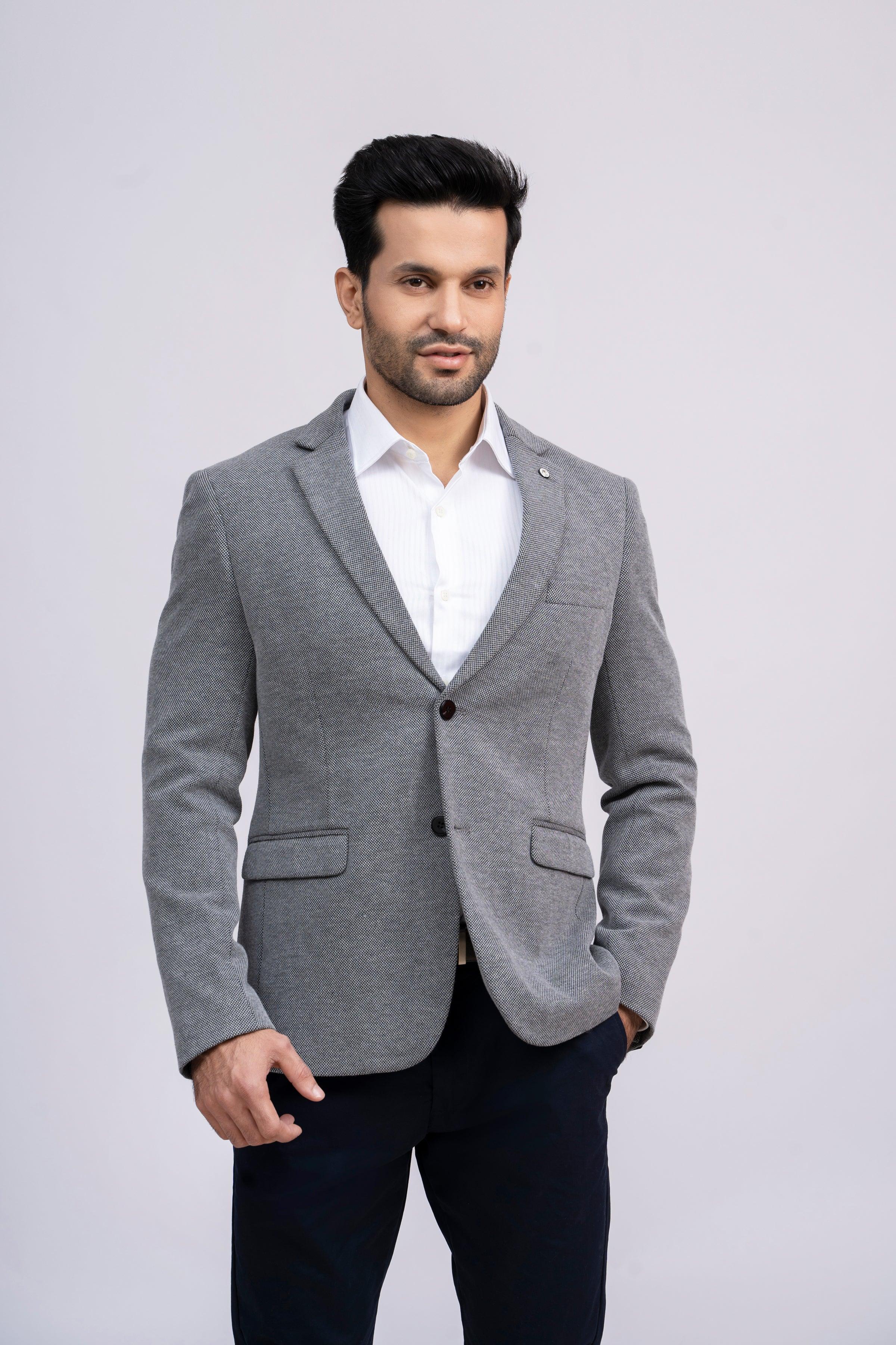 COAT SLIM FIT GREY at Charcoal Clothing