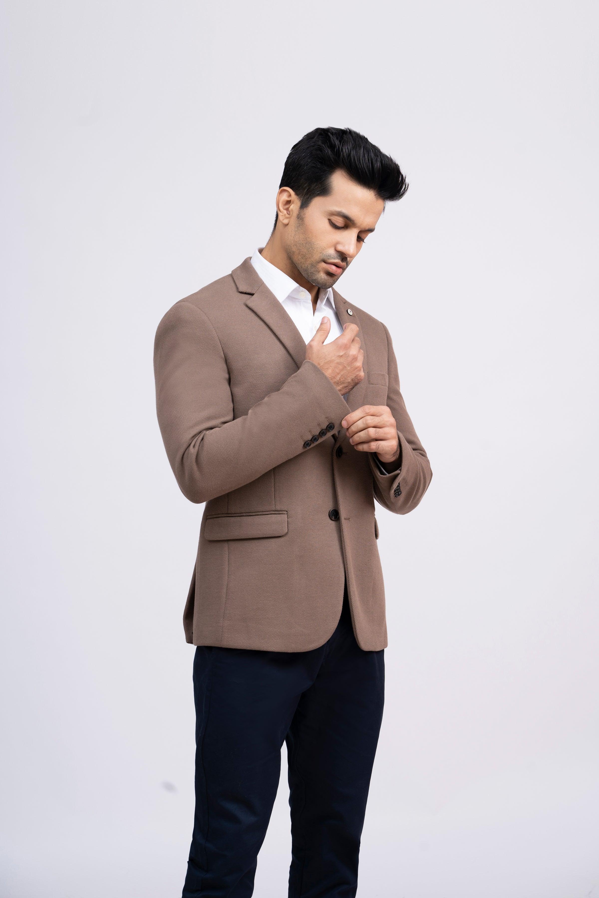 COAT SLIM FIT KHAKI at Charcoal Clothing