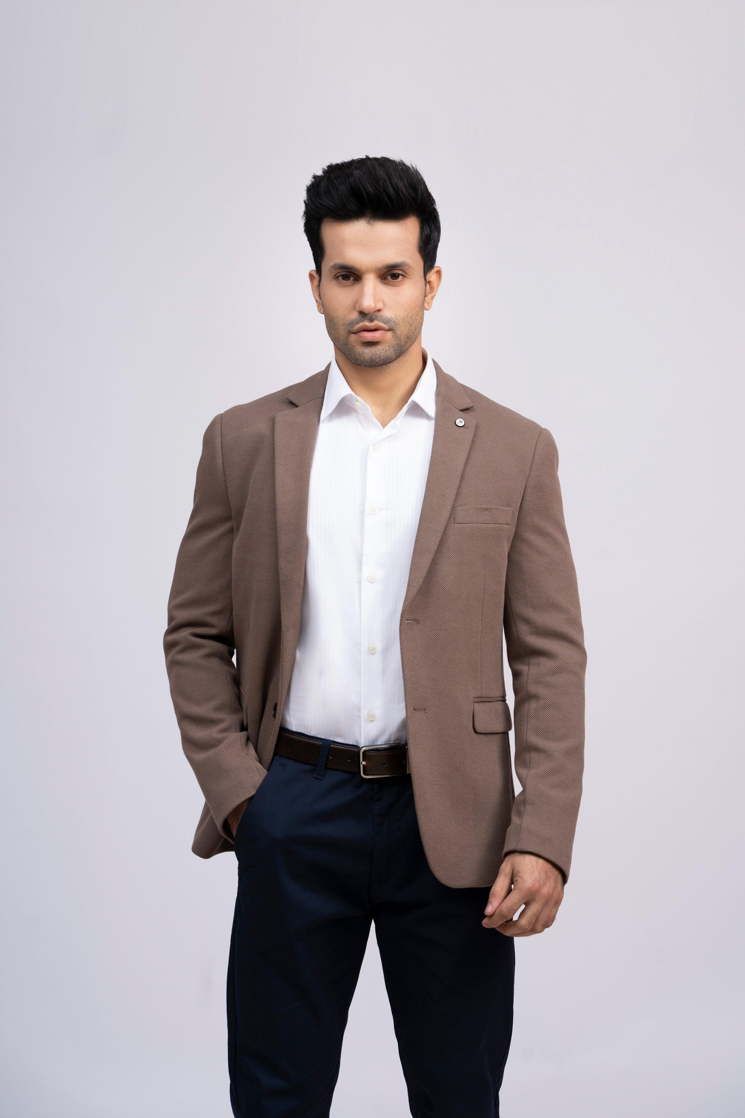 COAT SLIM FIT KHAKI at Charcoal Clothing