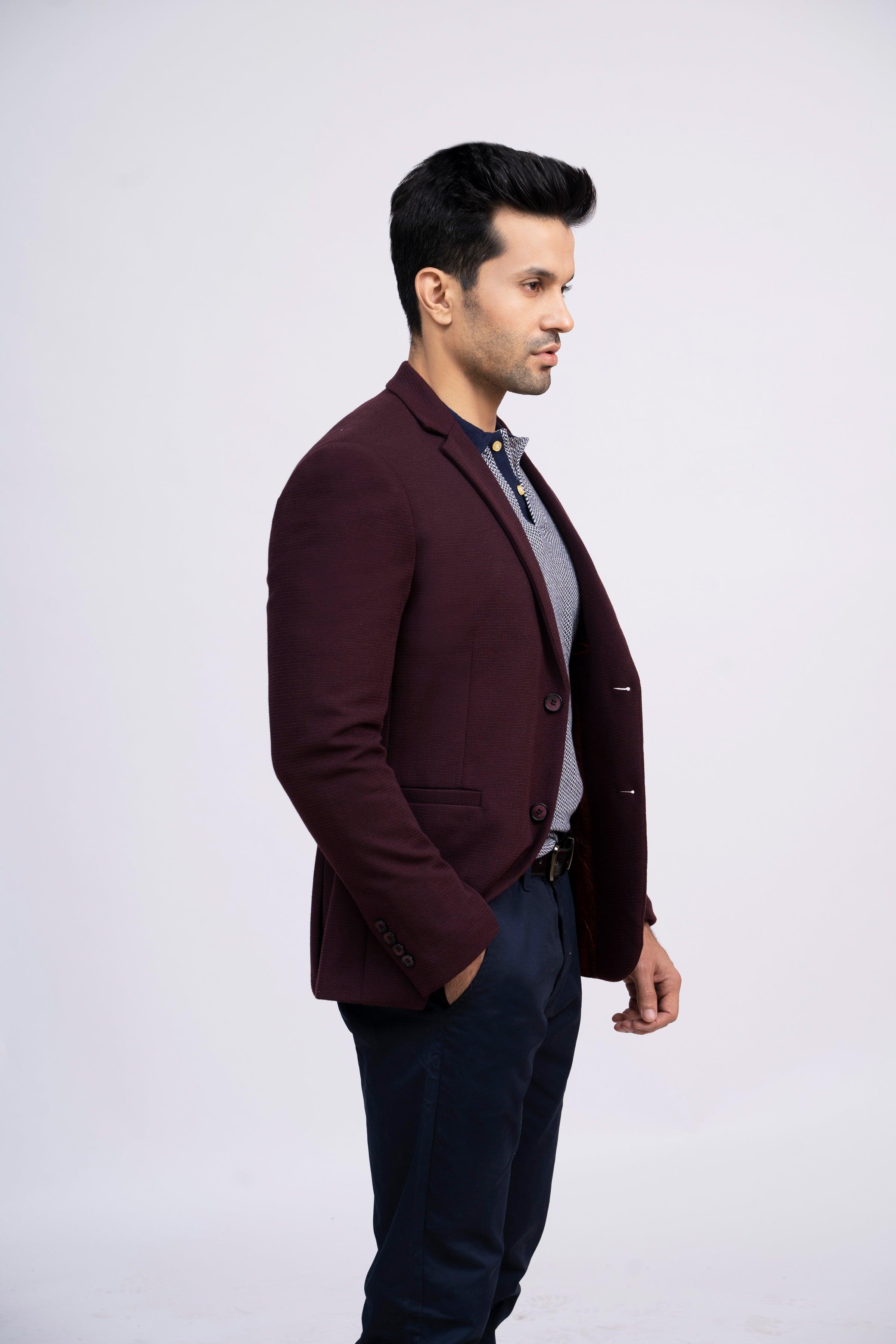 COAT SLIM FIT MAROON at Charcoal Clothing