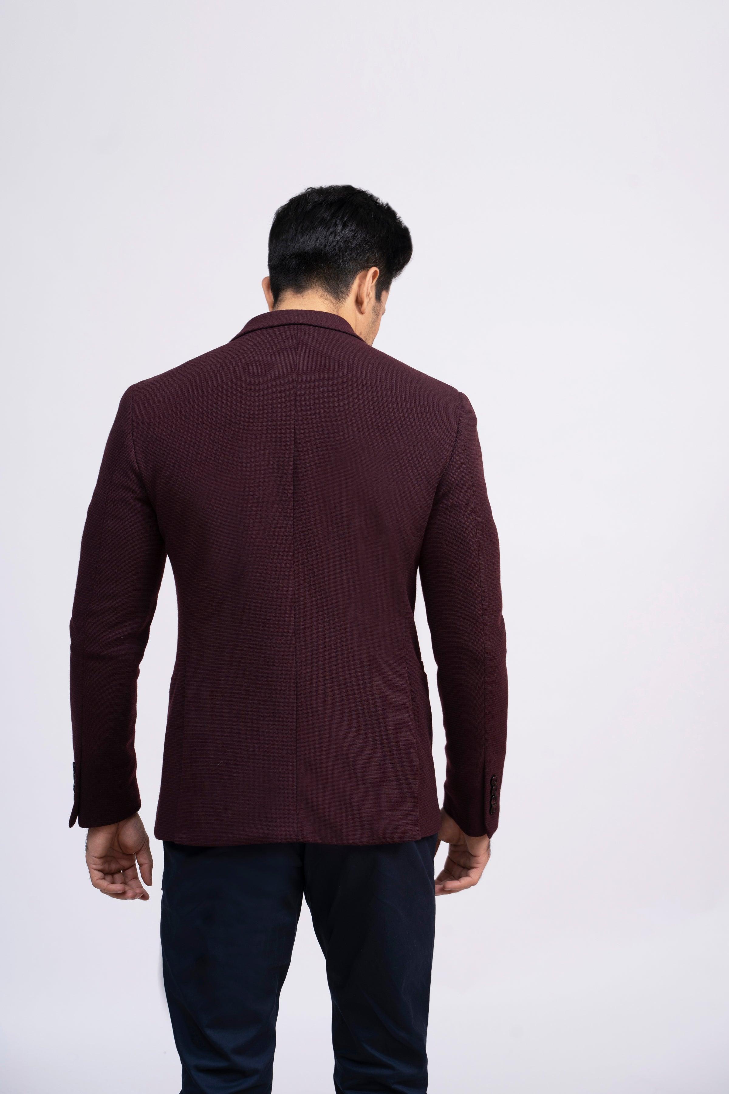 COAT SLIM FIT MAROON at Charcoal Clothing