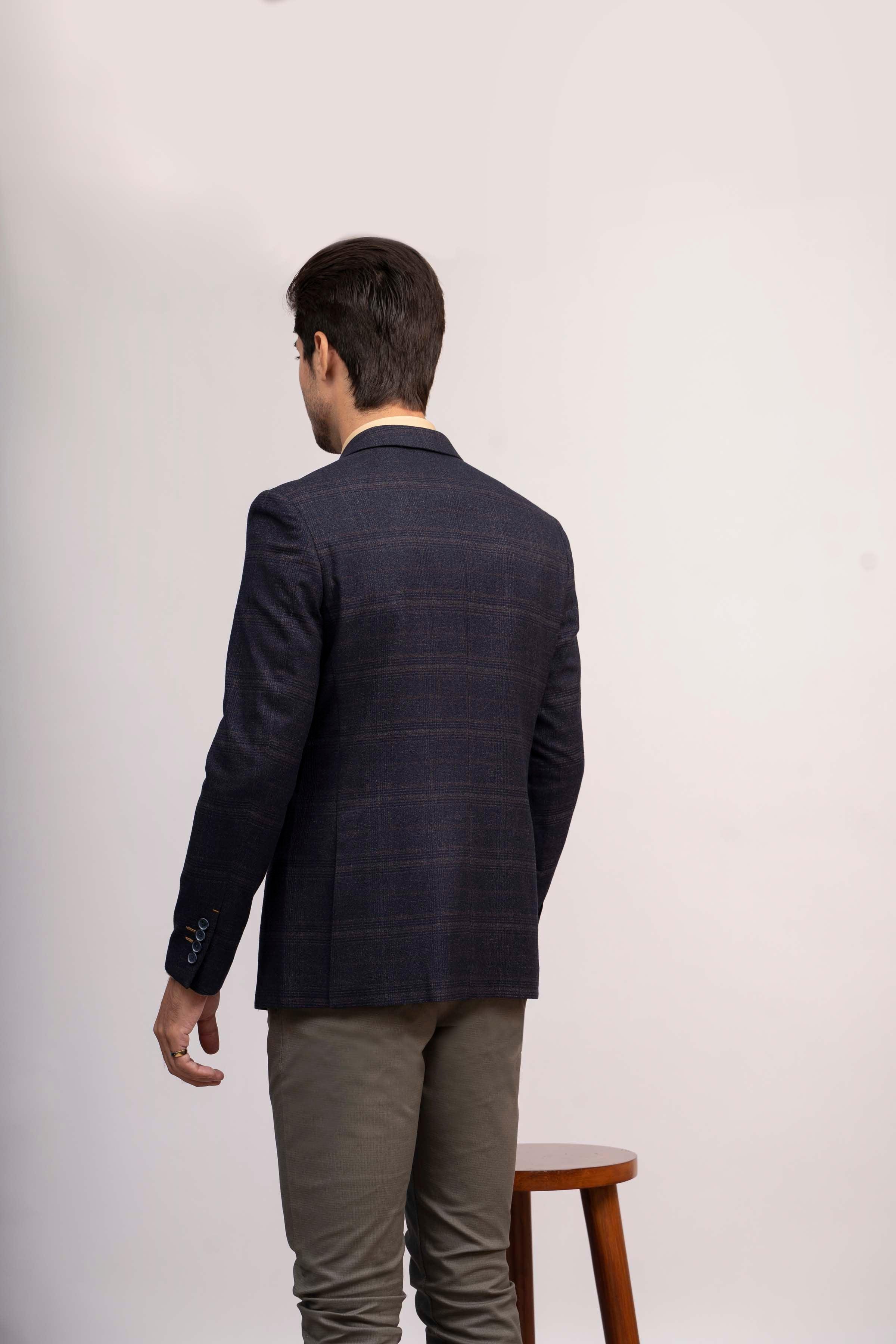 COAT SLIM FIT NAVY at Charcoal Clothing