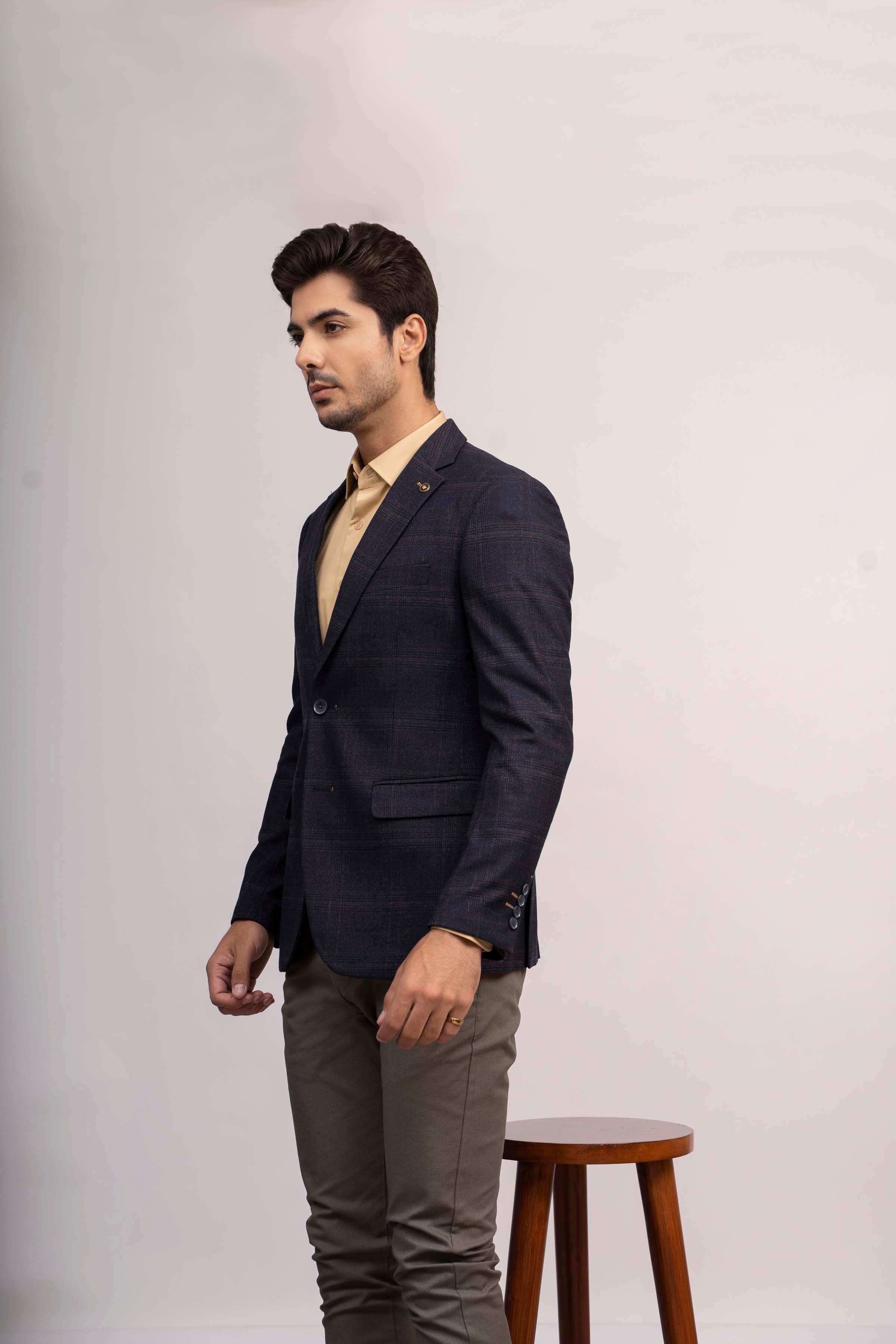 COAT SLIM FIT NAVY at Charcoal Clothing