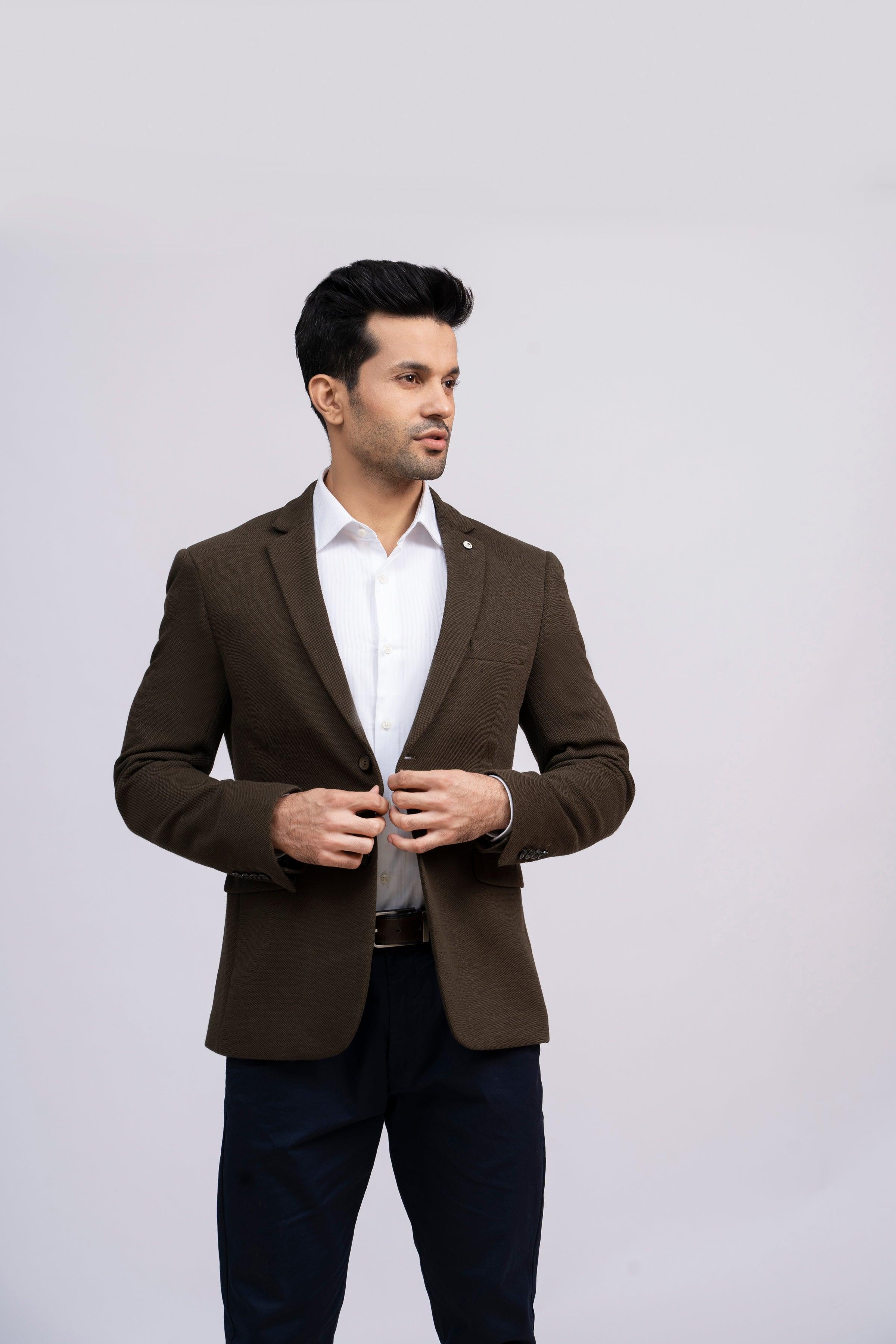 COAT SLIM FIT OLIVE at Charcoal Clothing