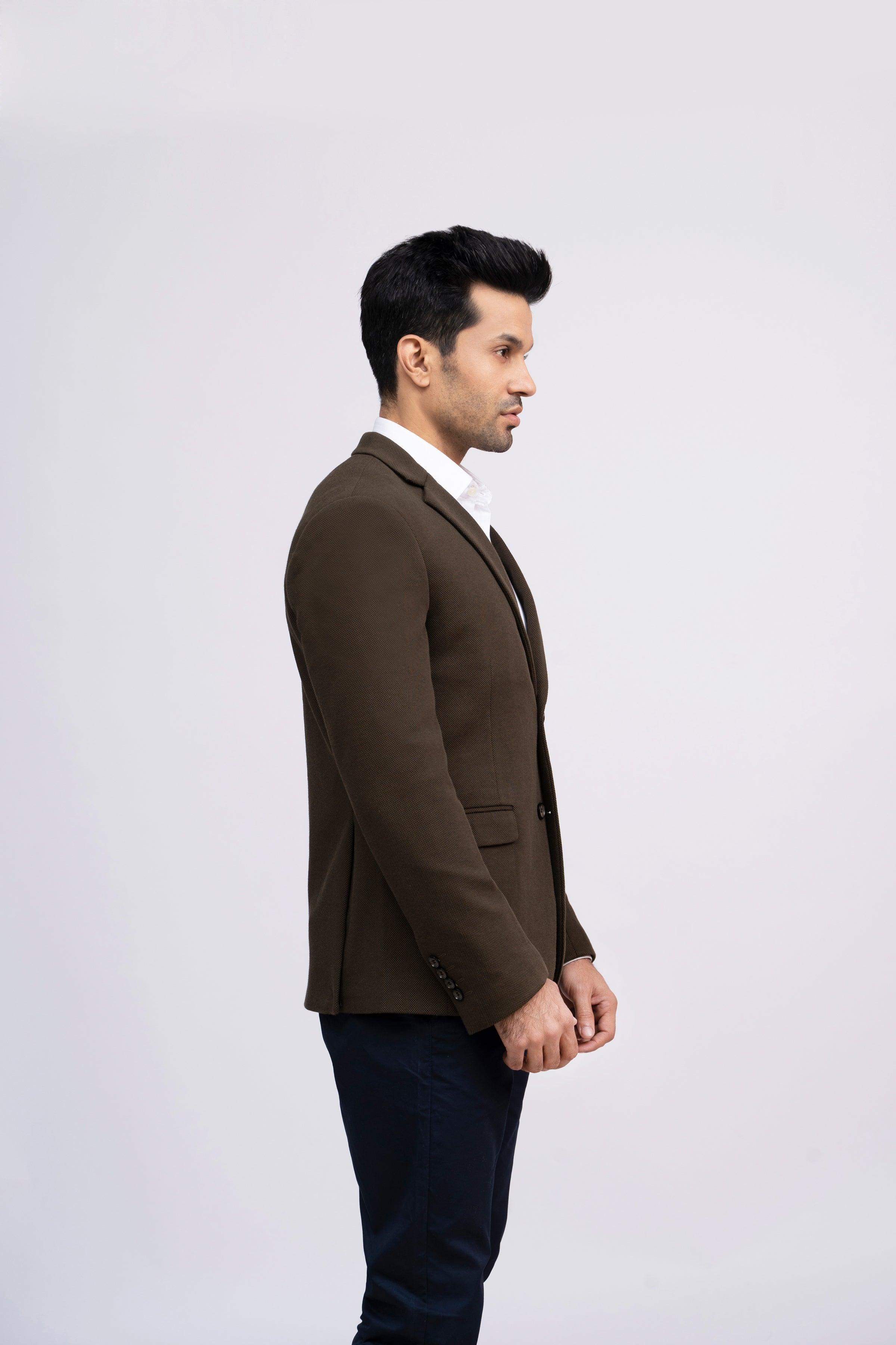 COAT SLIM FIT OLIVE at Charcoal Clothing