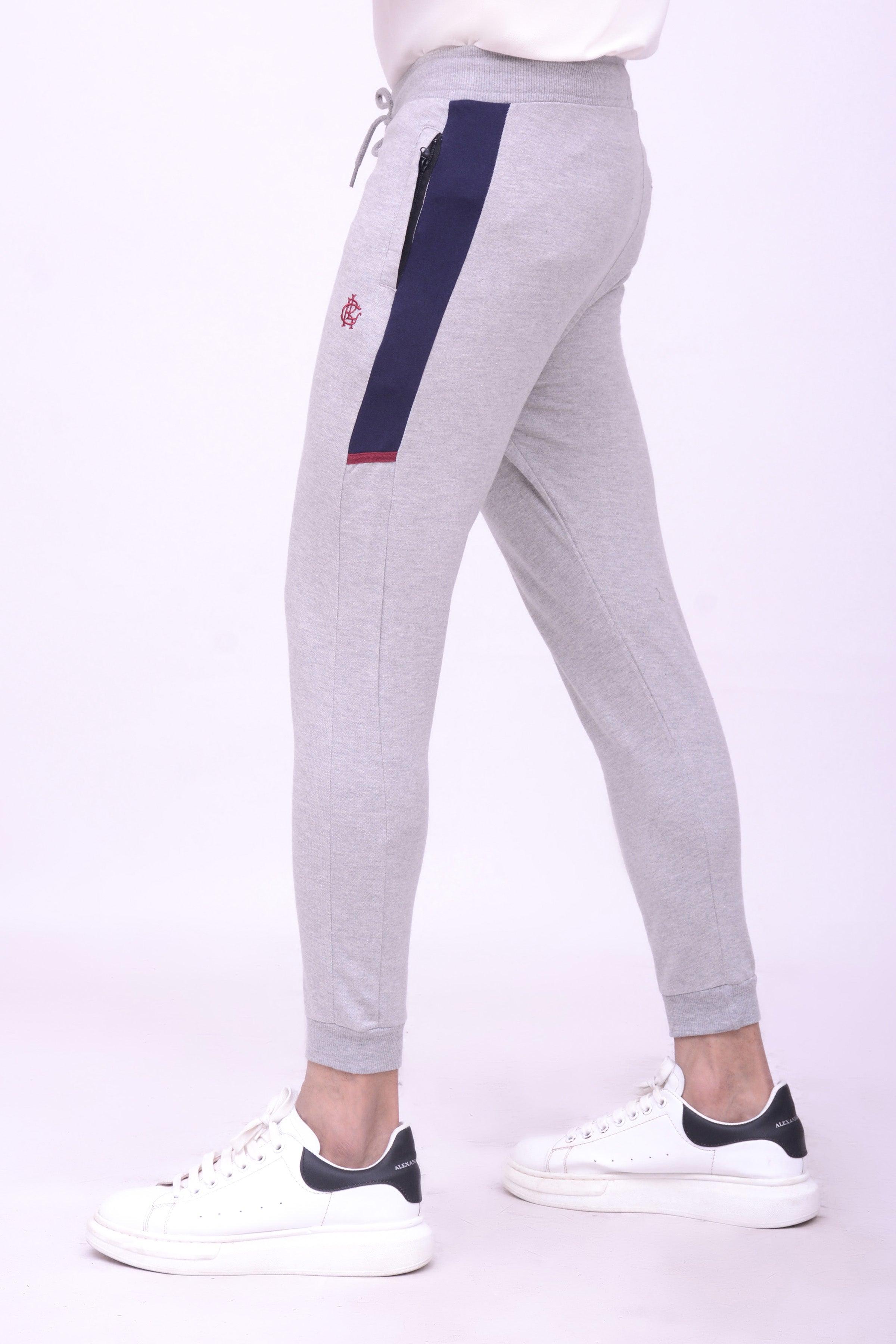 CONTRAST PANEL TERRY TROUSER GREY at Charcoal Clothing