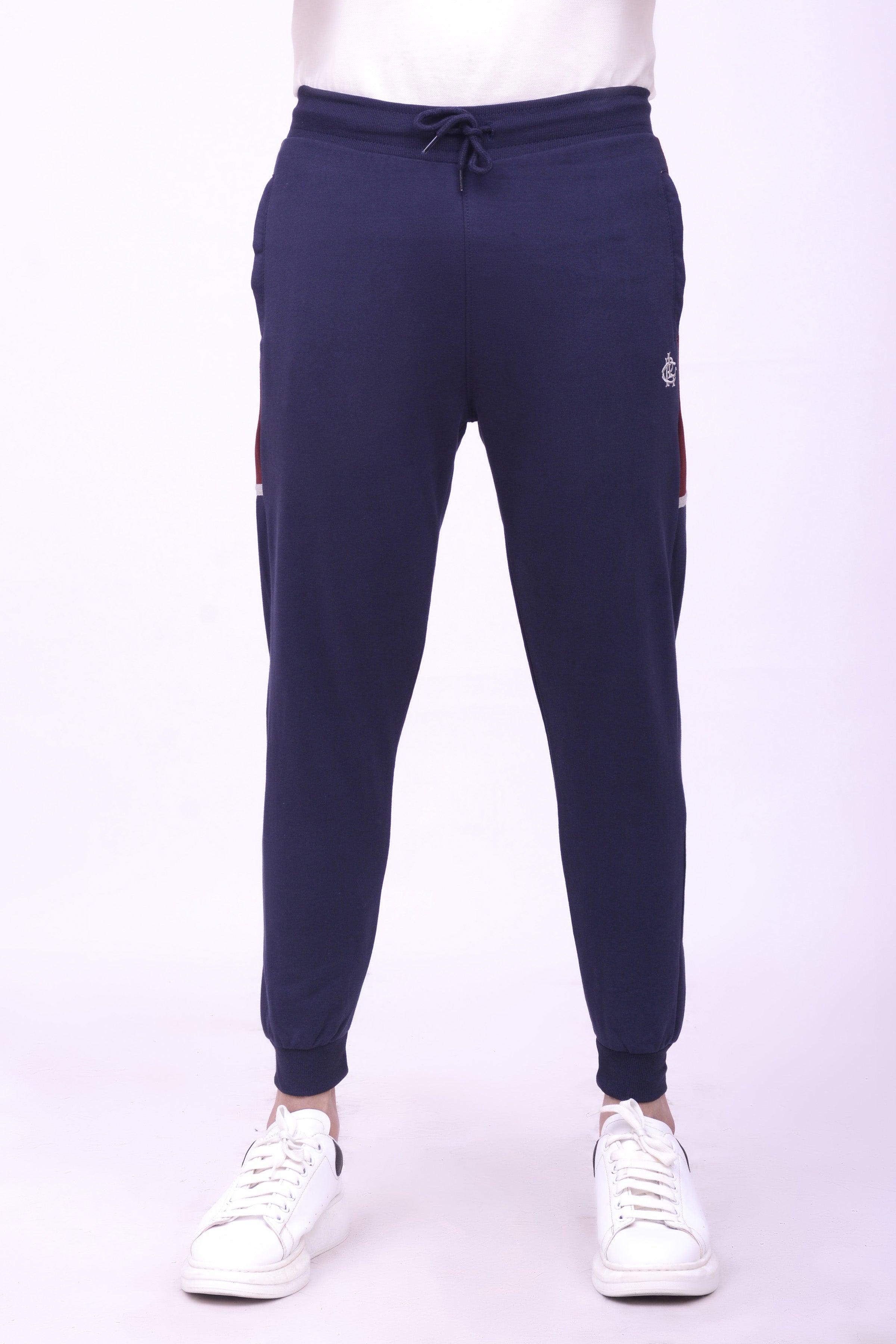 CONTRAST PANEL TERRY TROUSER NAVY at Charcoal Clothing