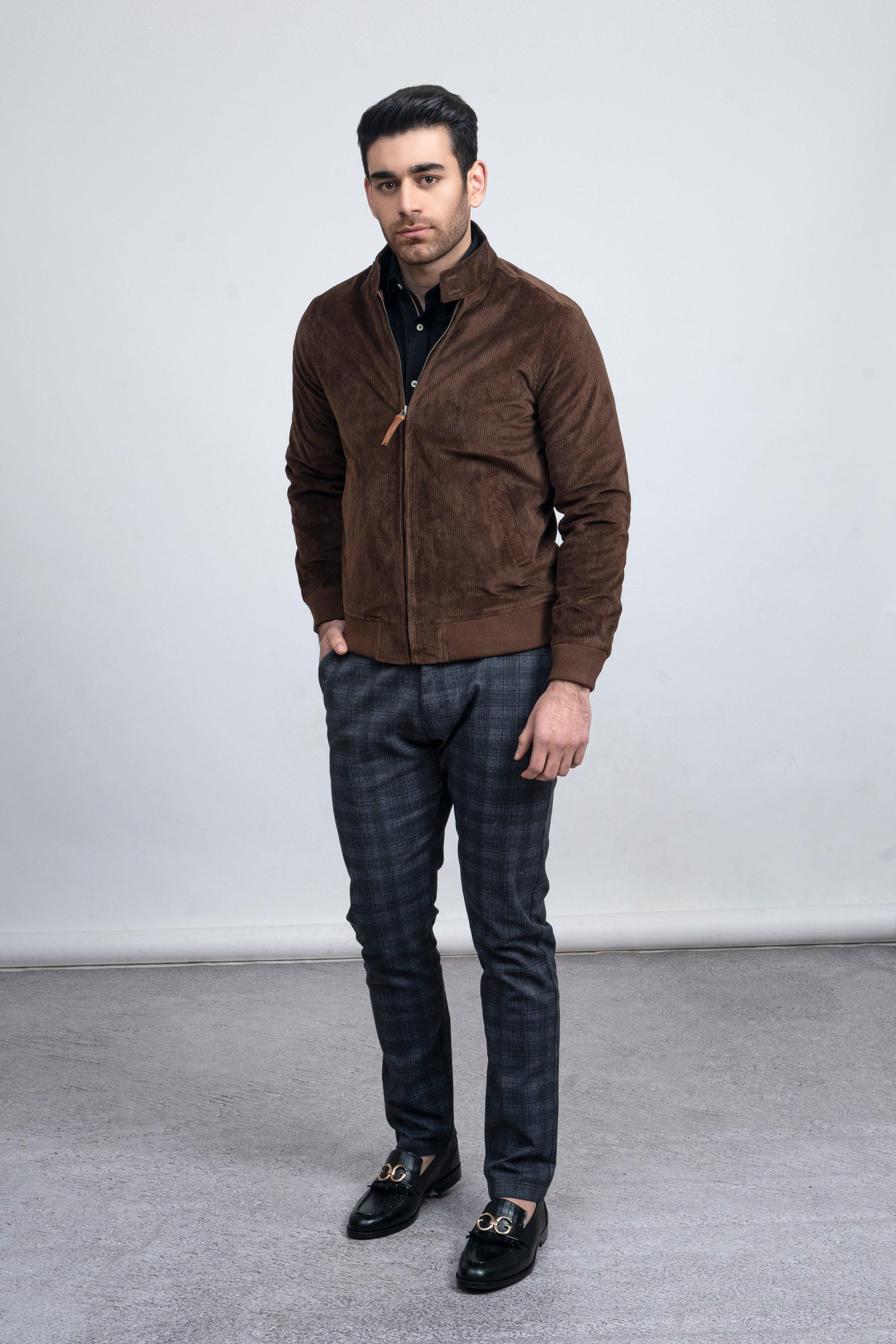 CORDUROY JACKET F/S BROWN at Charcoal Clothing