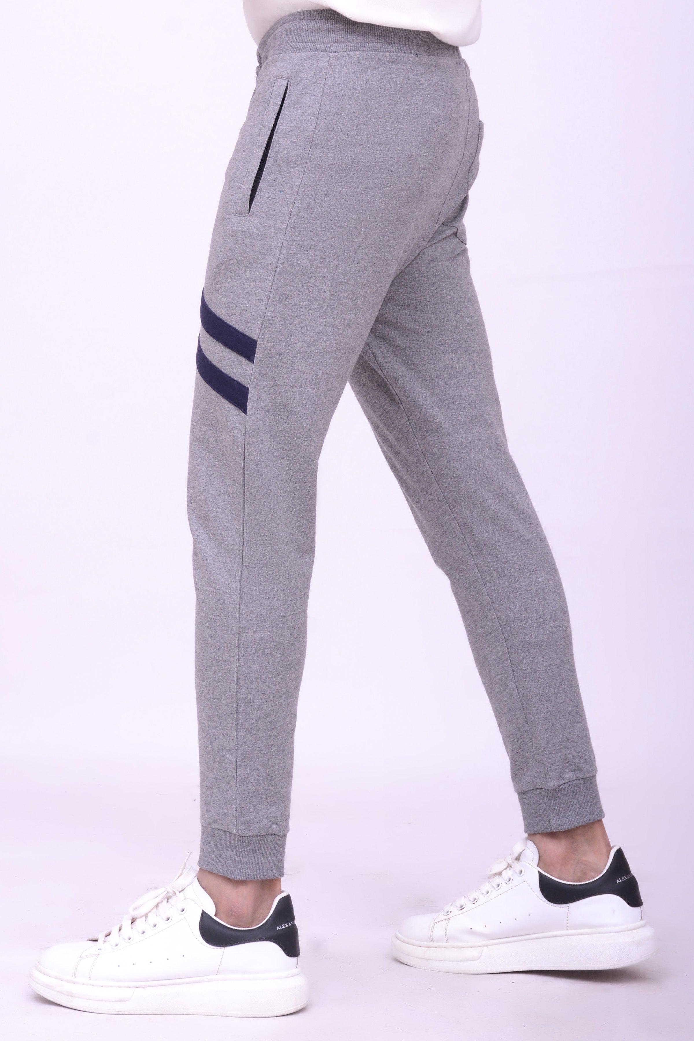 CROSS PANEL TERRY TROUSER DARK GREY at Charcoal Clothing