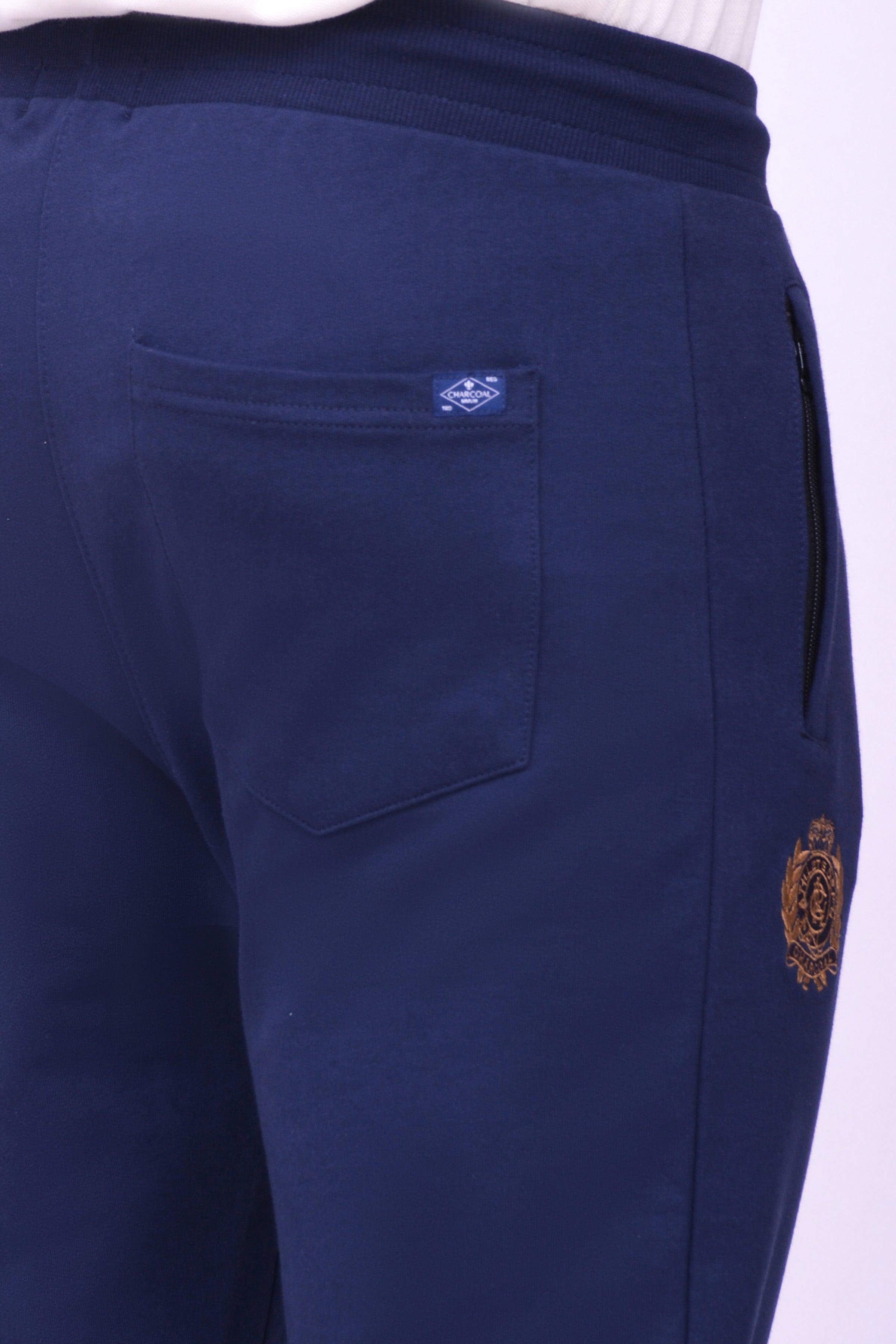 CROSS PANEL TERRY TROUSER NAVY at Charcoal Clothing