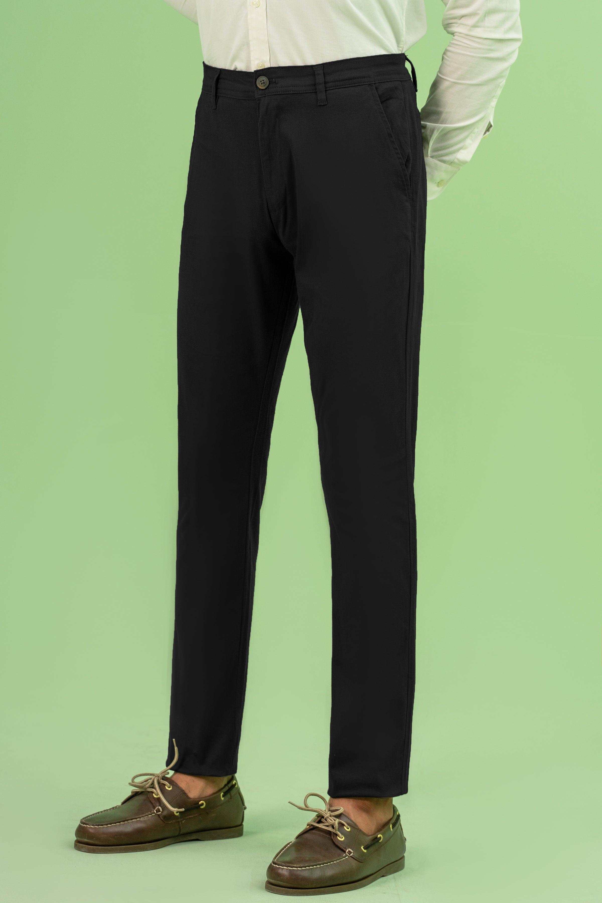 CROSS POCKET SATAIN SLIM FIT PANT BLACK at Charcoal Clothing