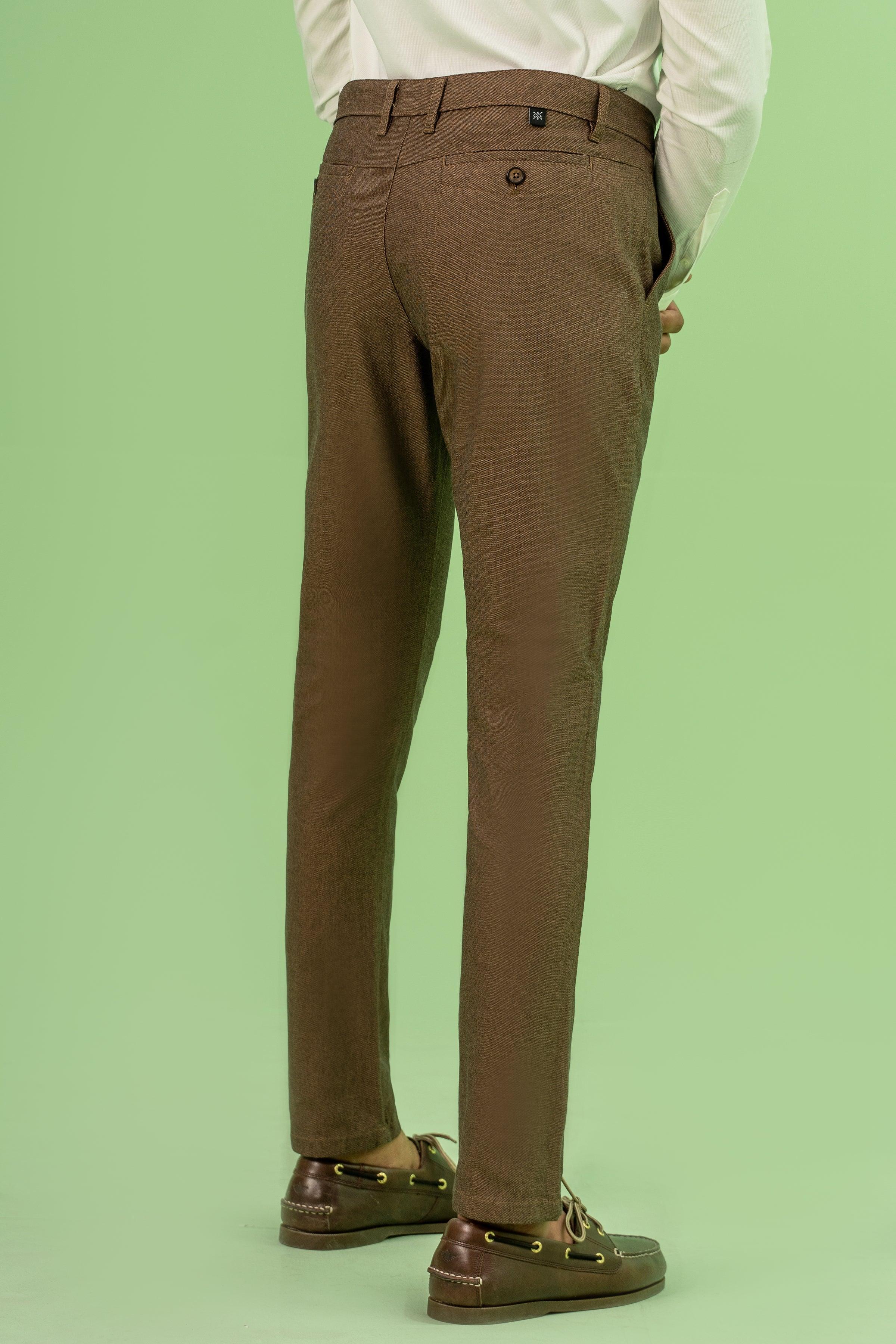 CROSS POCKET SELF TEXTURED PANT BROWN at Charcoal Clothing