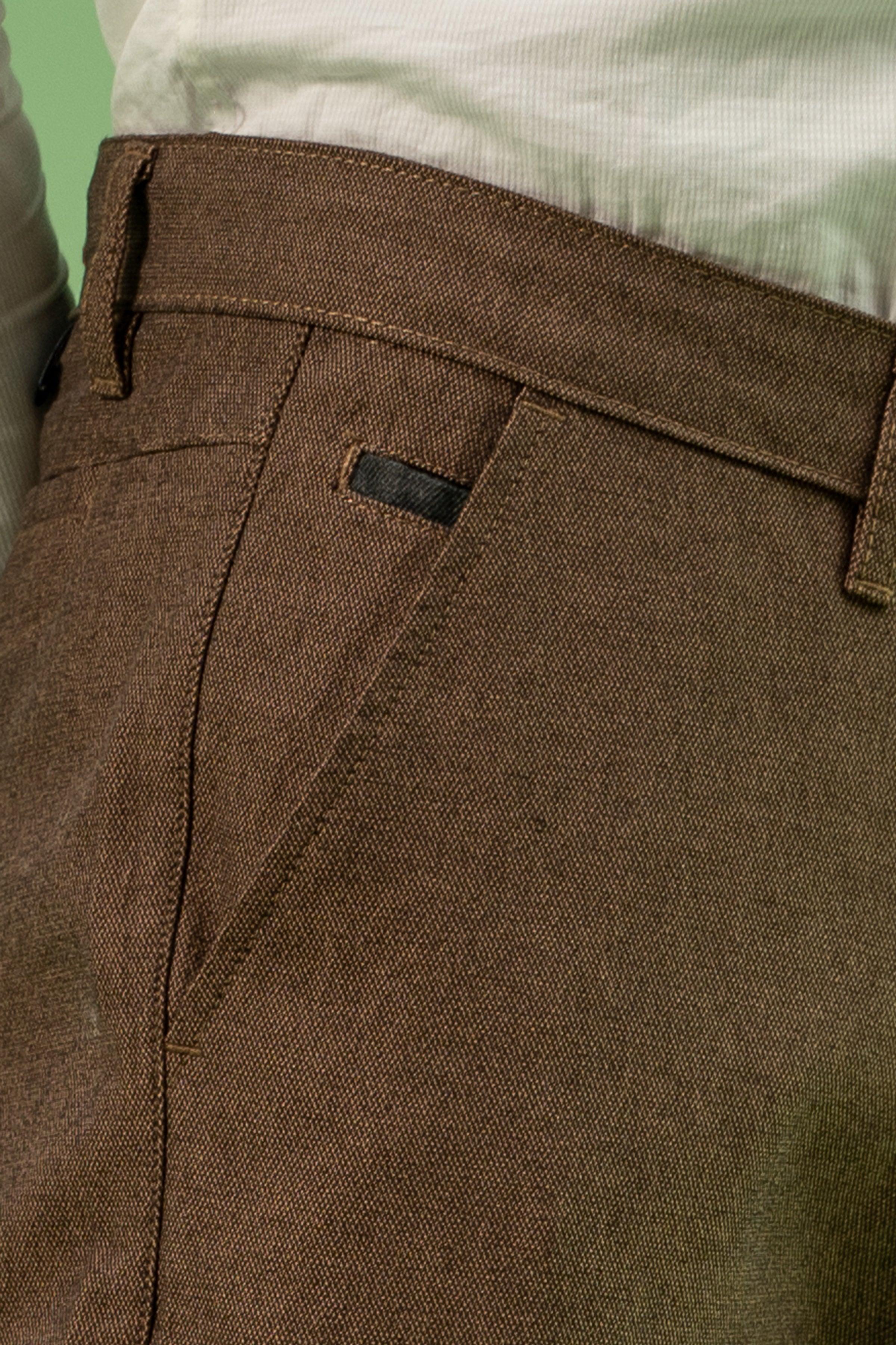 CROSS POCKET SELF TEXTURED PANT BROWN at Charcoal Clothing