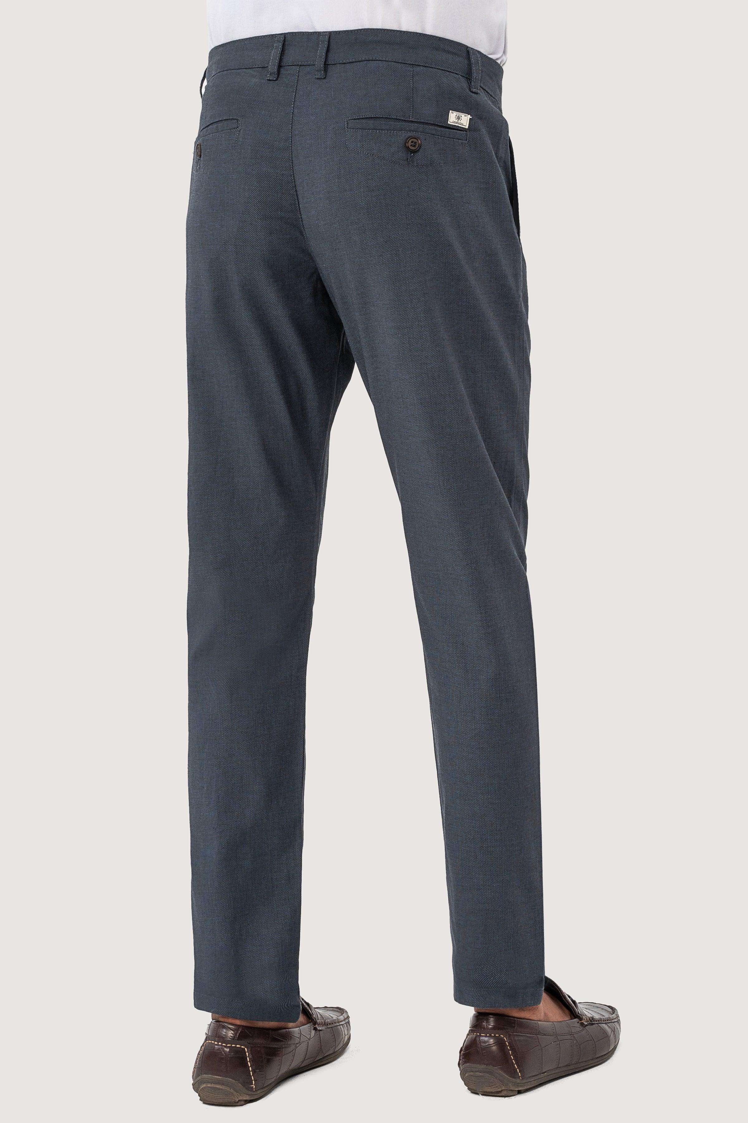 CROSS POCKET SELF TEXTURED PANT NAVY BLACK at Charcoal Clothing