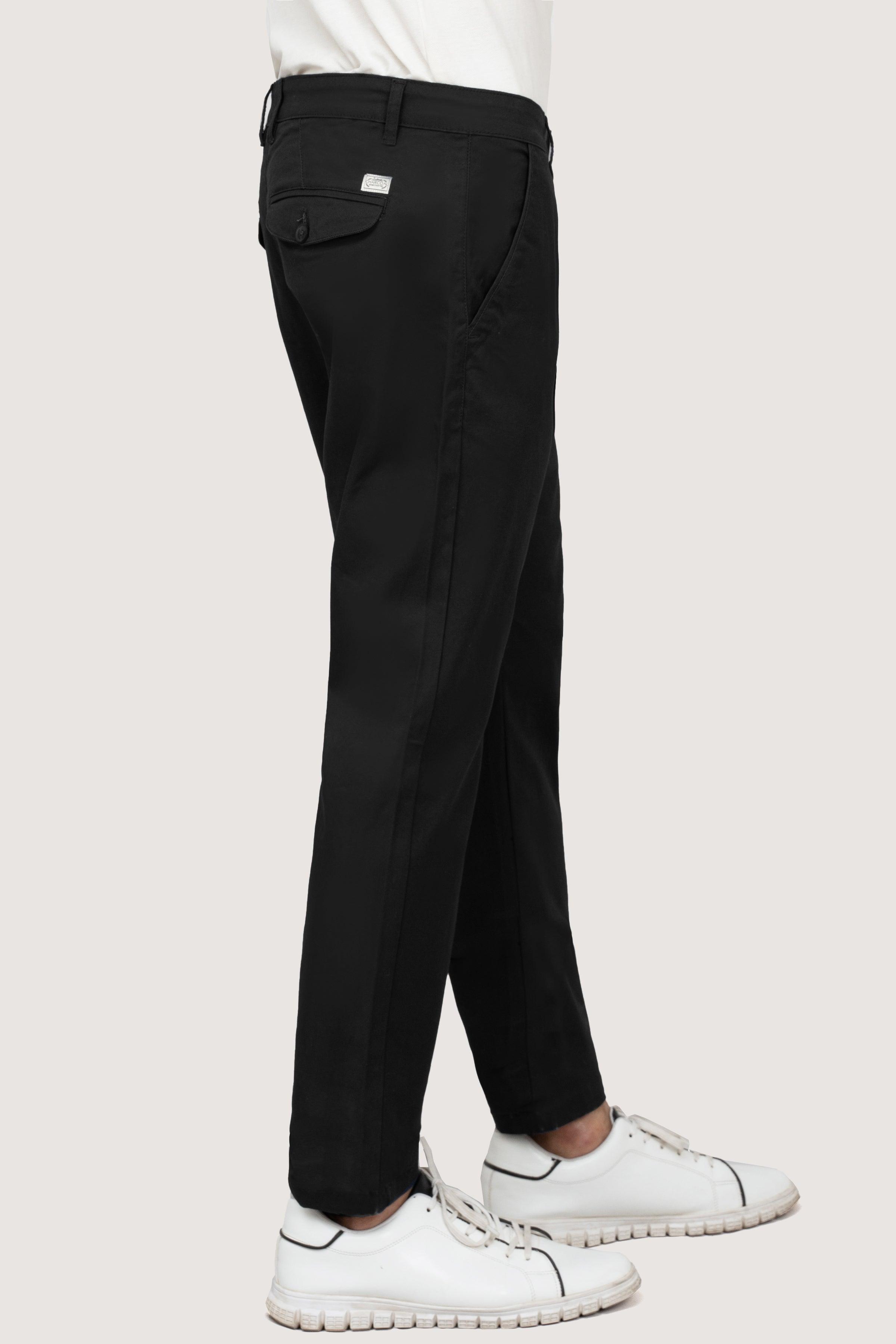 CROSS POCKET TWILL SLIMFIT BLACK PANT at Charcoal Clothing