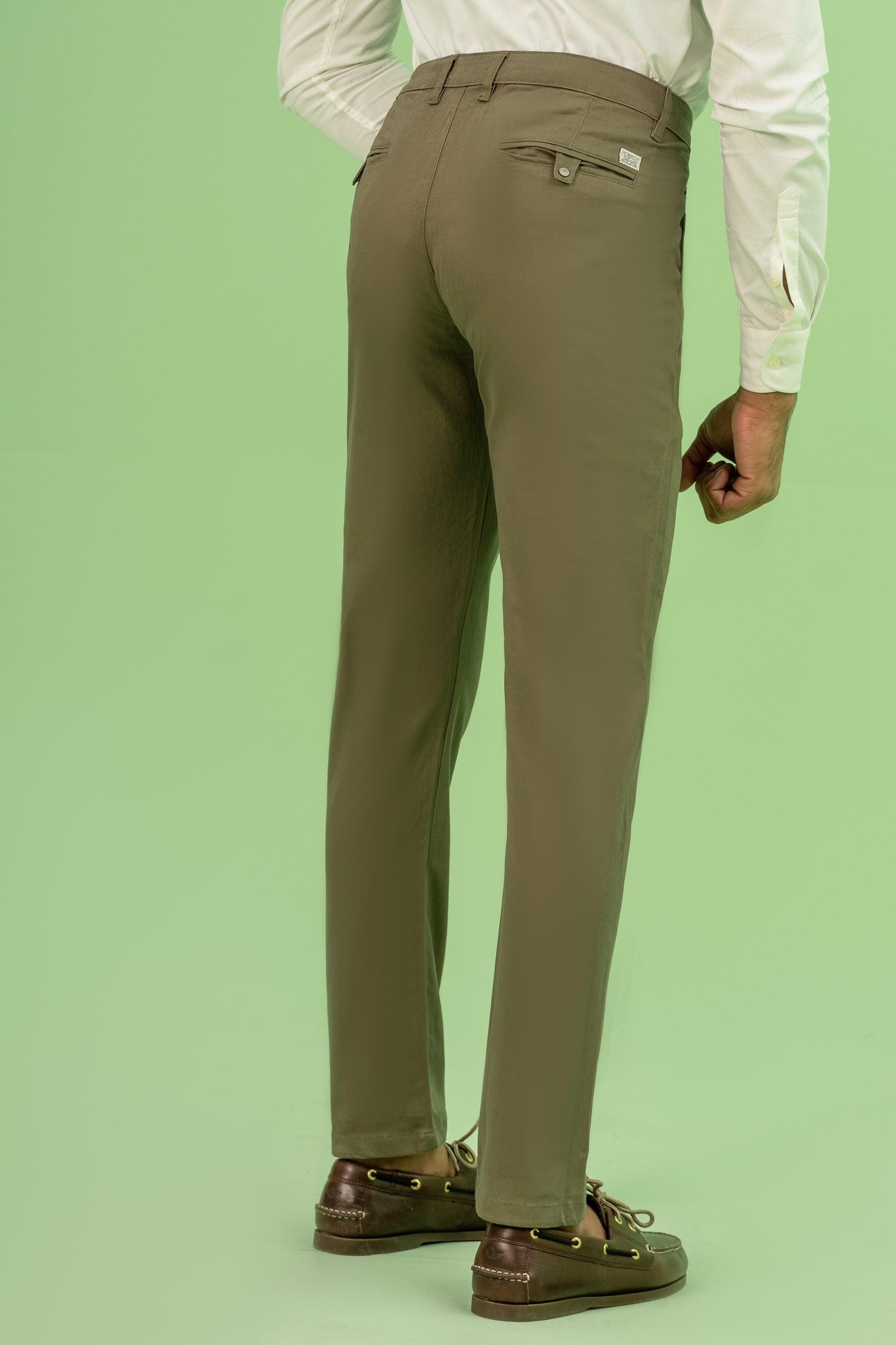 CROSS POCKET TWILL SLIMFIT PANT OLIVE at Charcoal Clothing