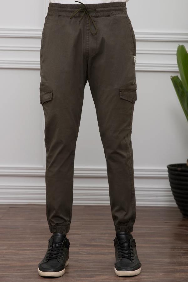 Cargo Trouser Slim Fit Olive at Charcoal Clothing