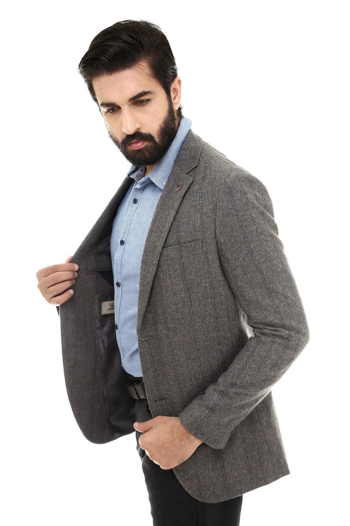 Casual Coat 2 Button Grey at Charcoal Clothing