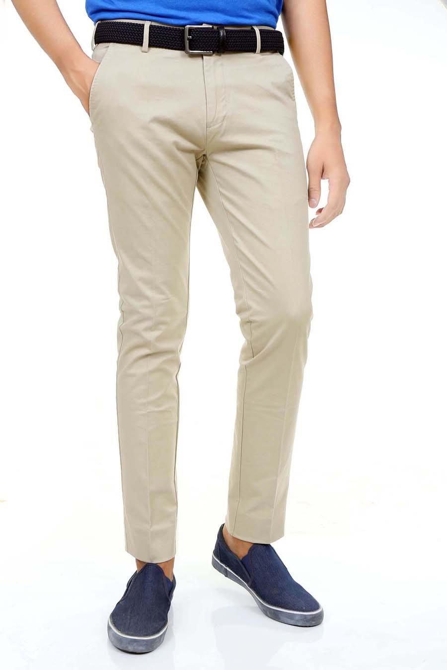 Casual Pant Cross Pocket Beige - Slim Fit at Charcoal Clothing