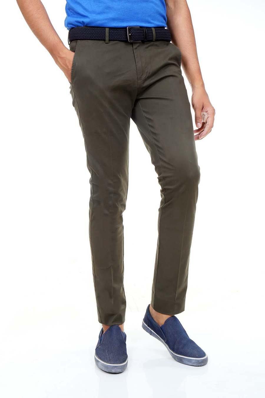 Casual Pant Cross Pocket Olive - Slim Fit at Charcoal Clothing