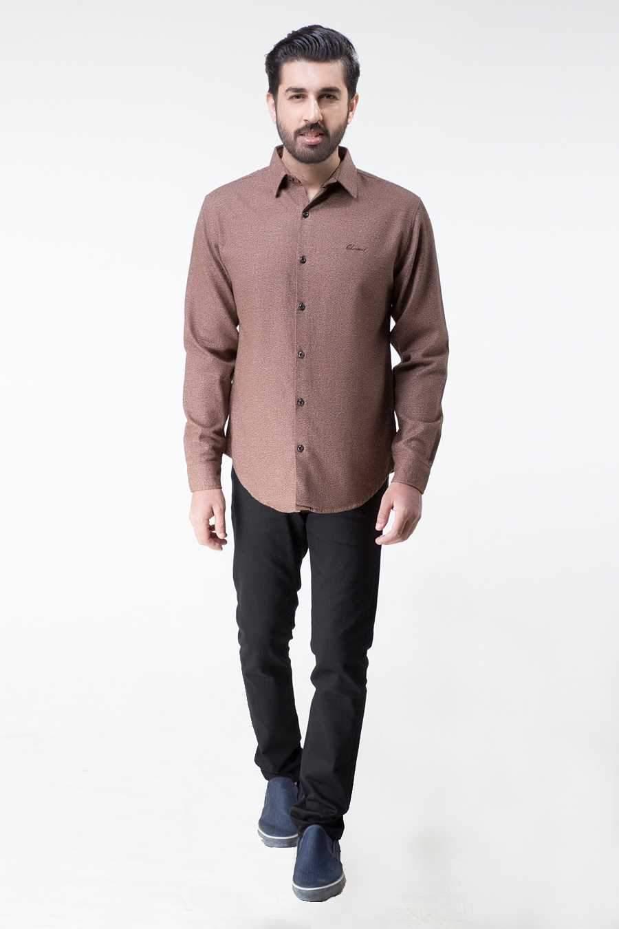 Casual Shirt FULL Sleeve Brown WINTER at Charcoal Clothing