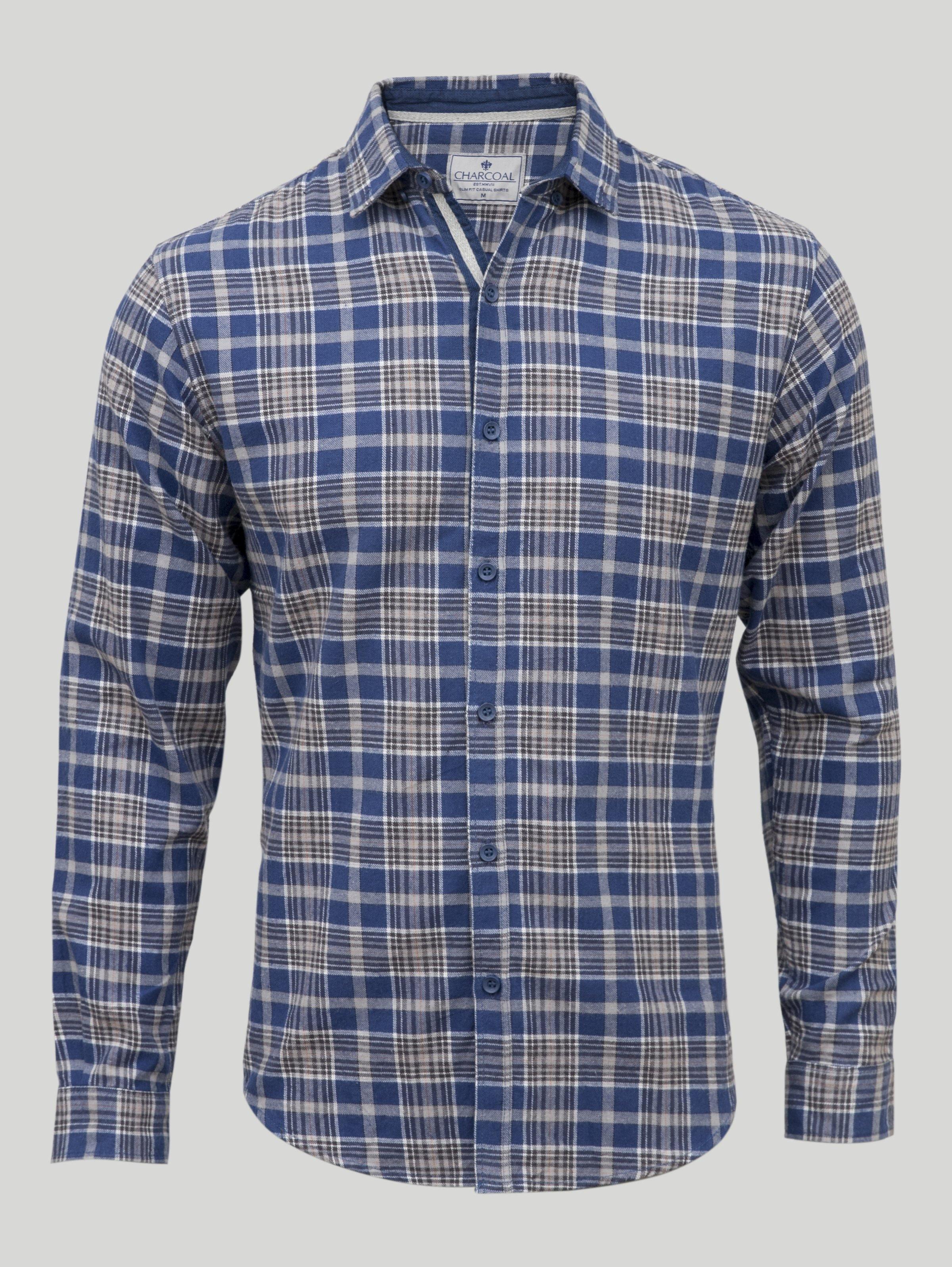 Casual Shirt Full Sleeve Blue Check WINTER at Charcoal Clothing