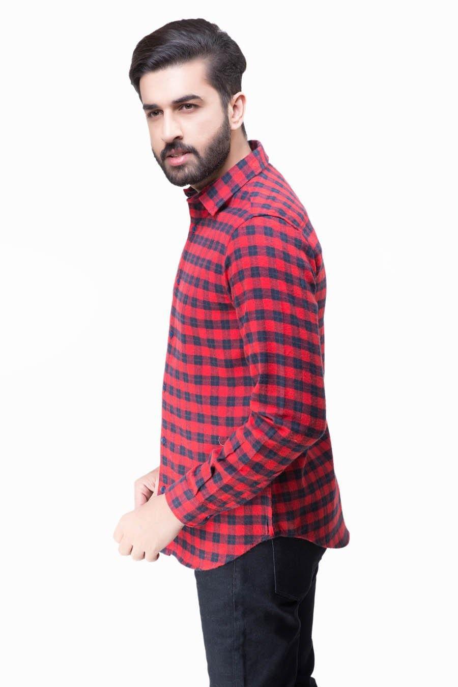 Casual Shirt Full Sleeve Mahroon Black WINTER at Charcoal Clothing