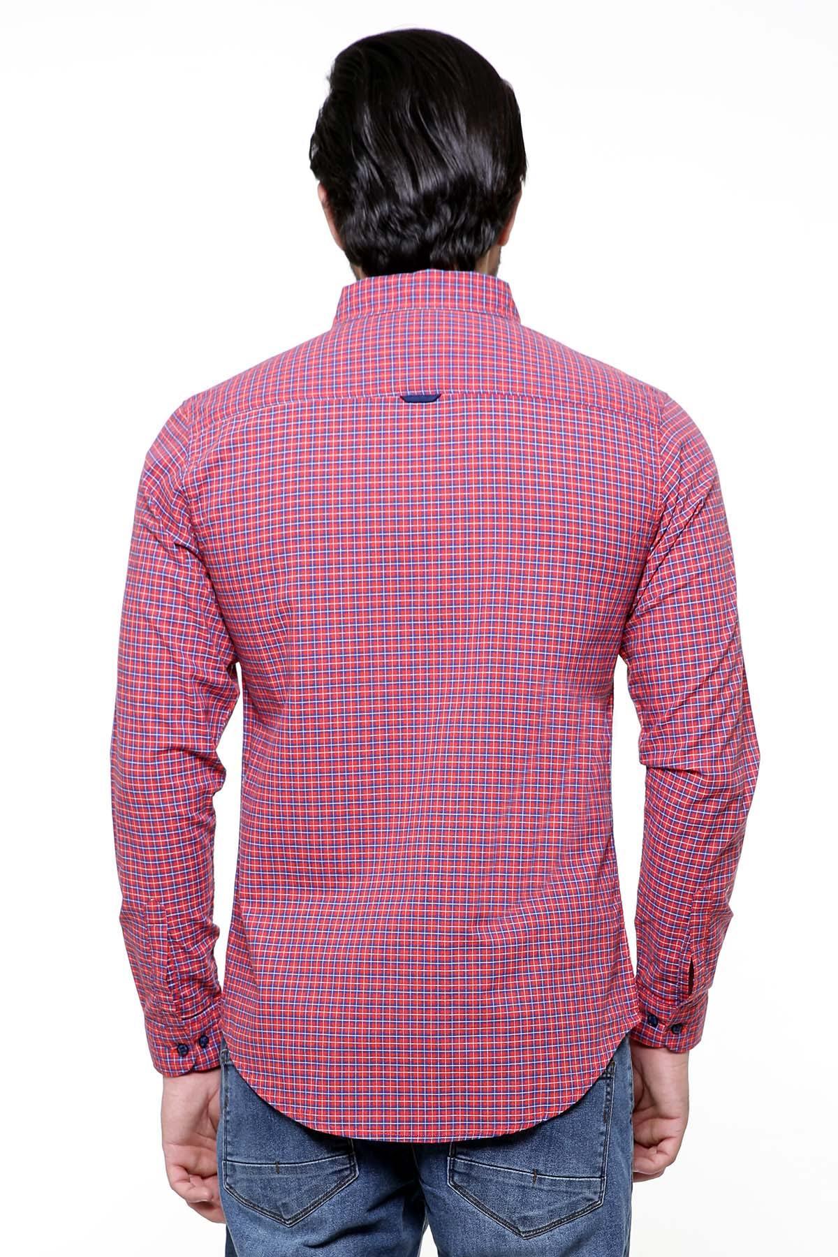 Casual Shirt Full Sleeve RED BLUE CHECK SLIM FIT at Charcoal Clothing