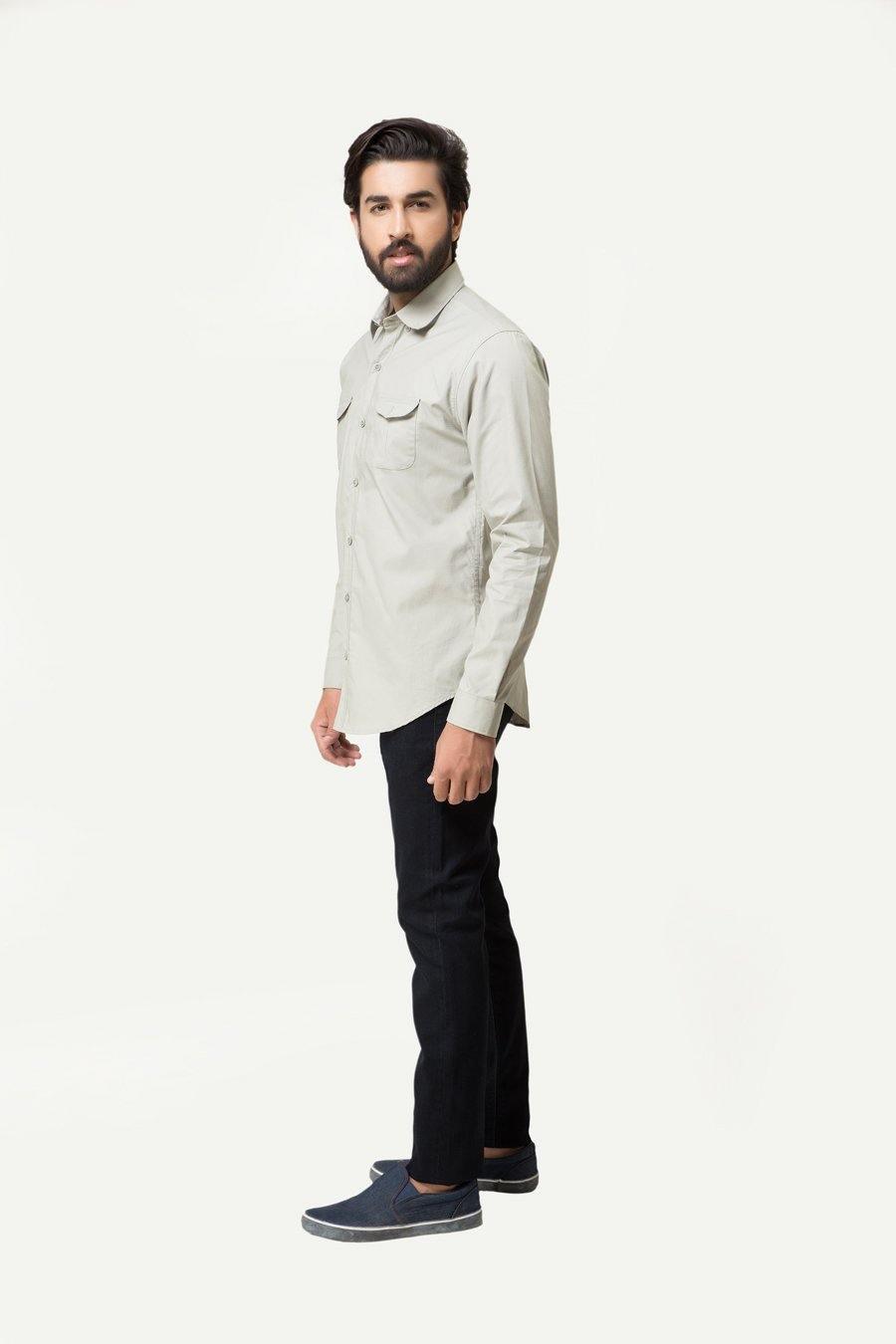 Casual Shirt Full Sleeves Beige at Charcoal Clothing