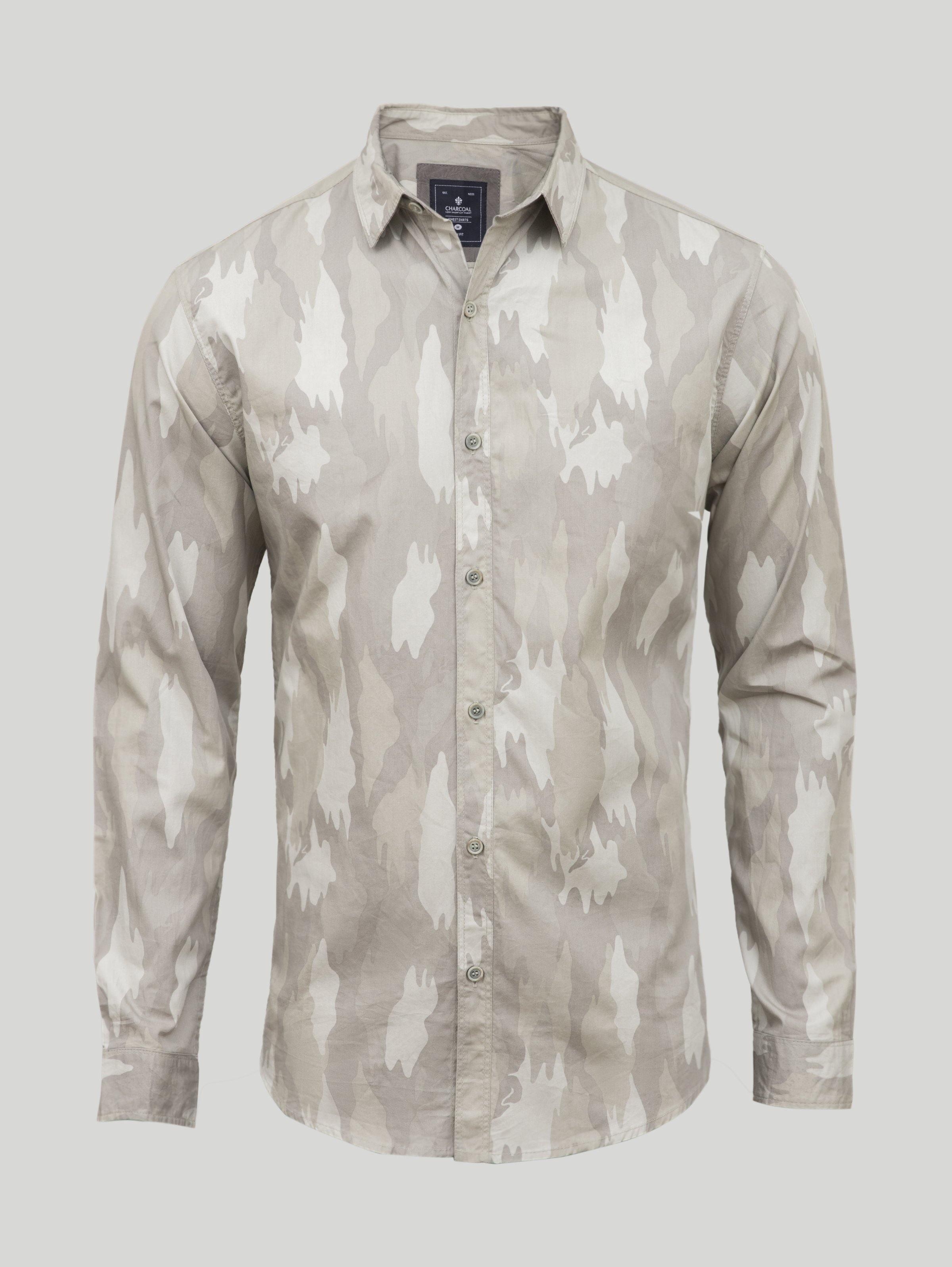 Casual Shirt Full Sleeves Light Grey at Charcoal Clothing