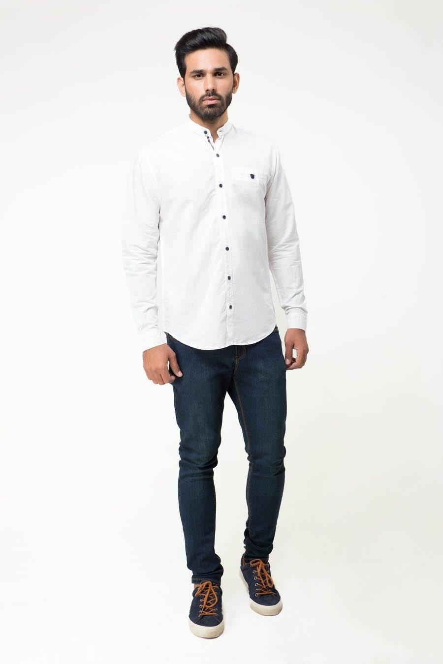 Casual Shirt Full Sleeves White at Charcoal Clothing