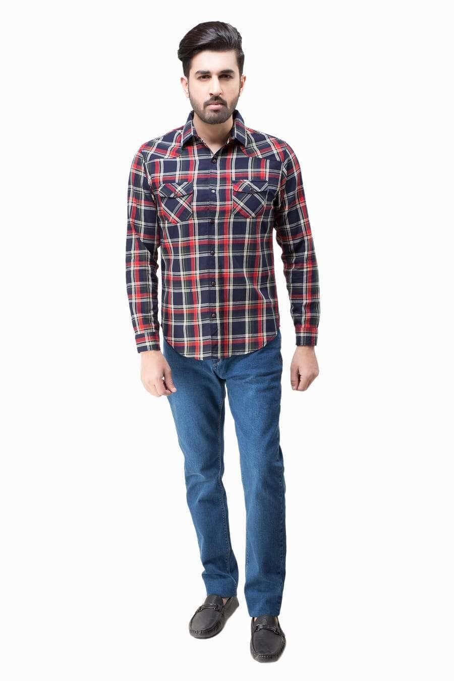 Casual Shirt Navy Red at Charcoal Clothing