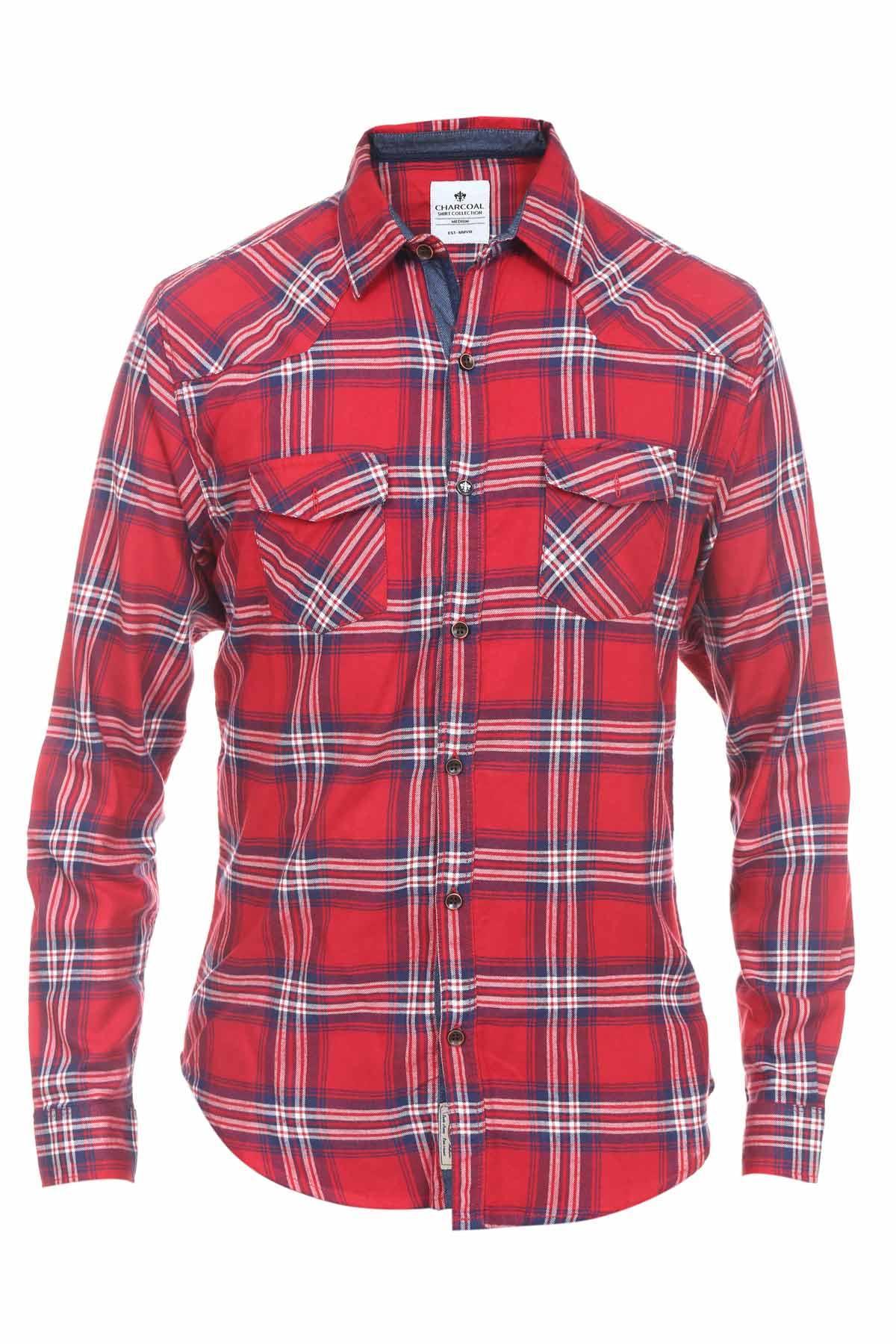 Casual Shirt Red Check at Charcoal Clothing