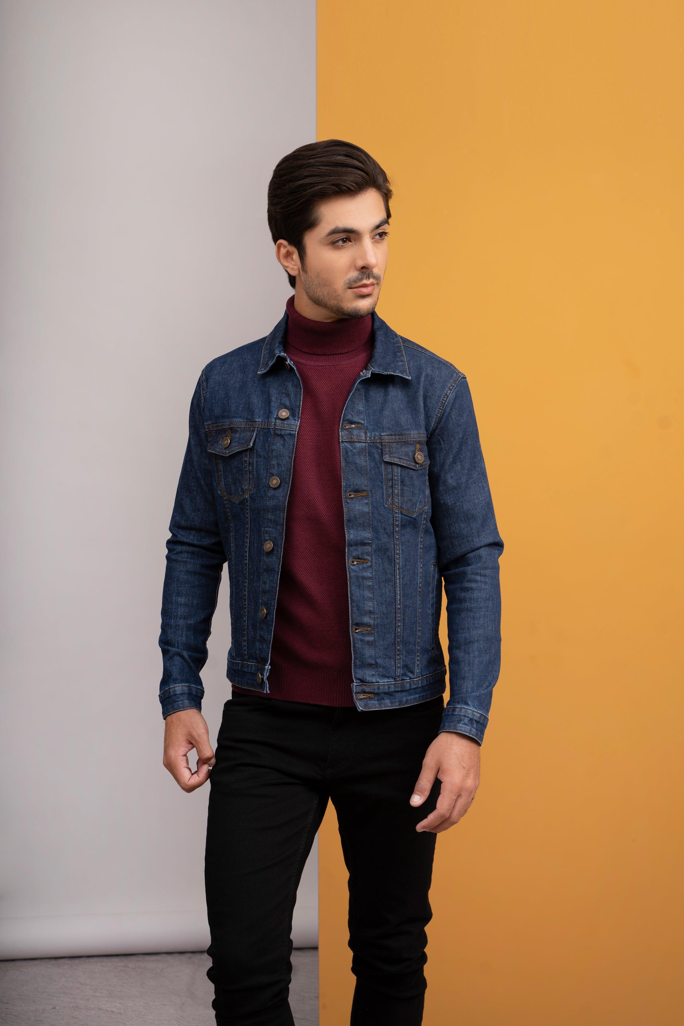 DENIM JACKET F/S DARK BLUE at Charcoal Clothing