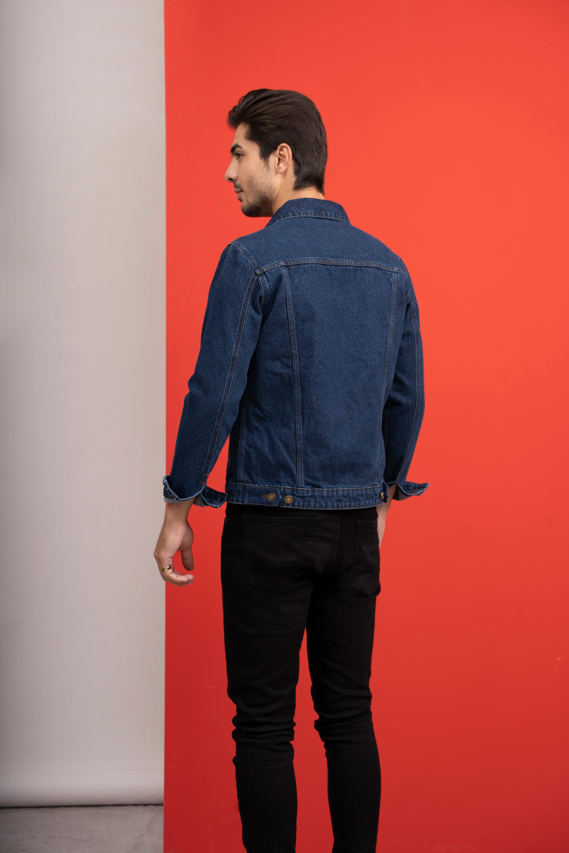 DENIM JACKET F/S MID BLUE at Charcoal Clothing