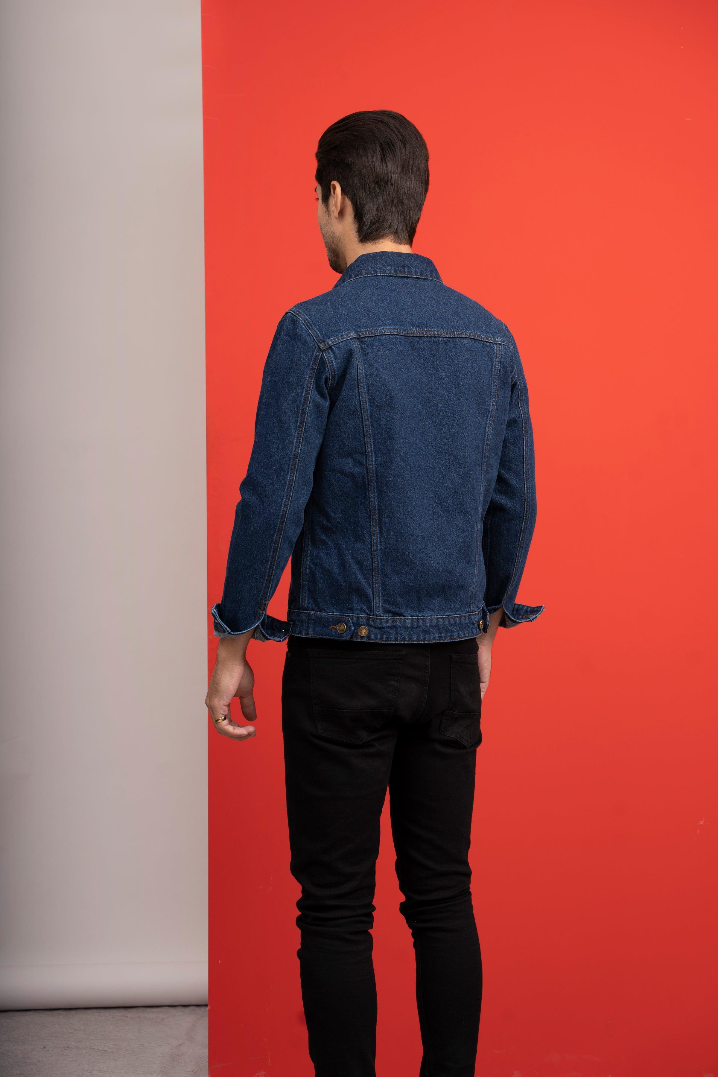 DENIM JACKET F/S MID BLUE at Charcoal Clothing