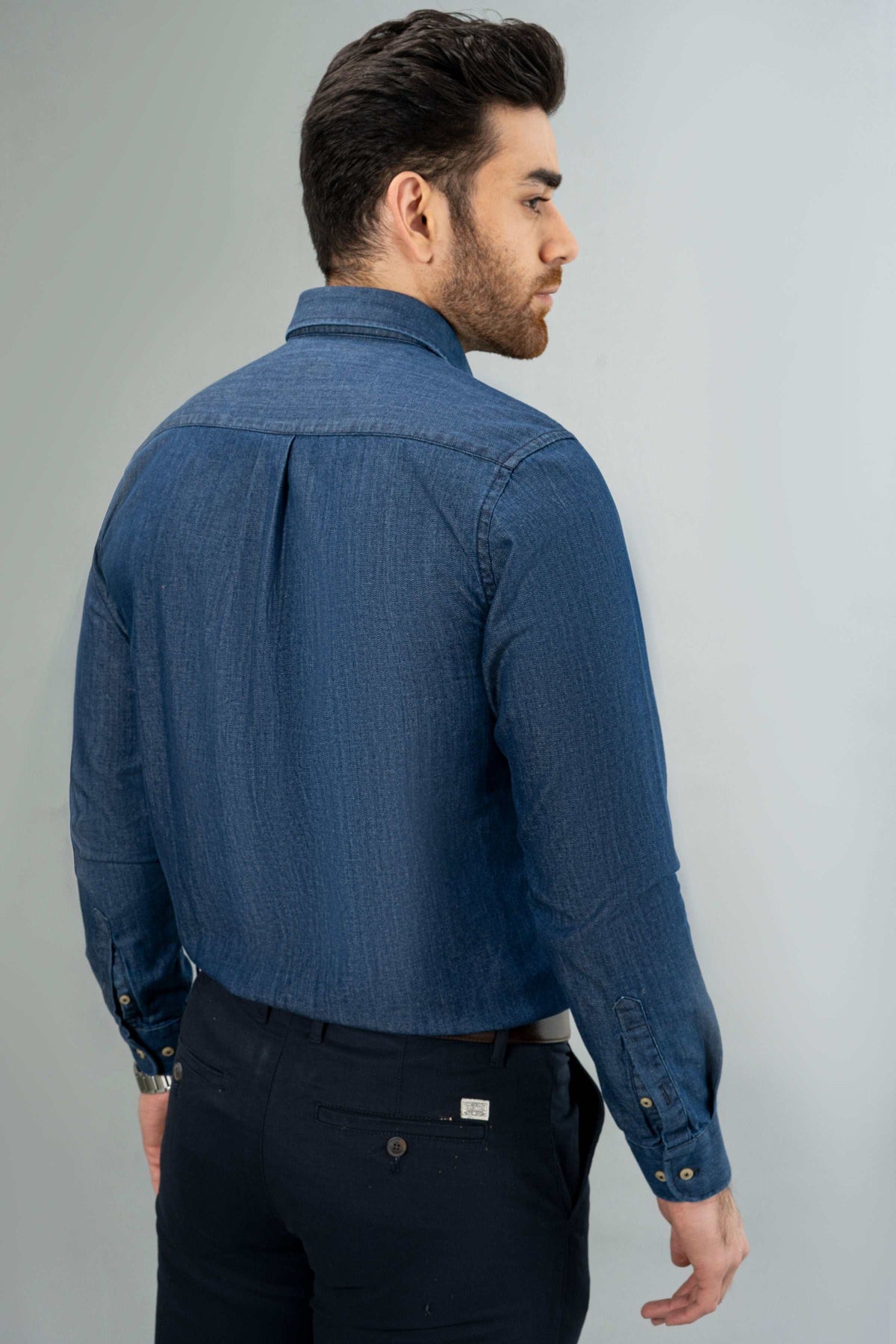 Dark Blue Cotton Denim Shirt