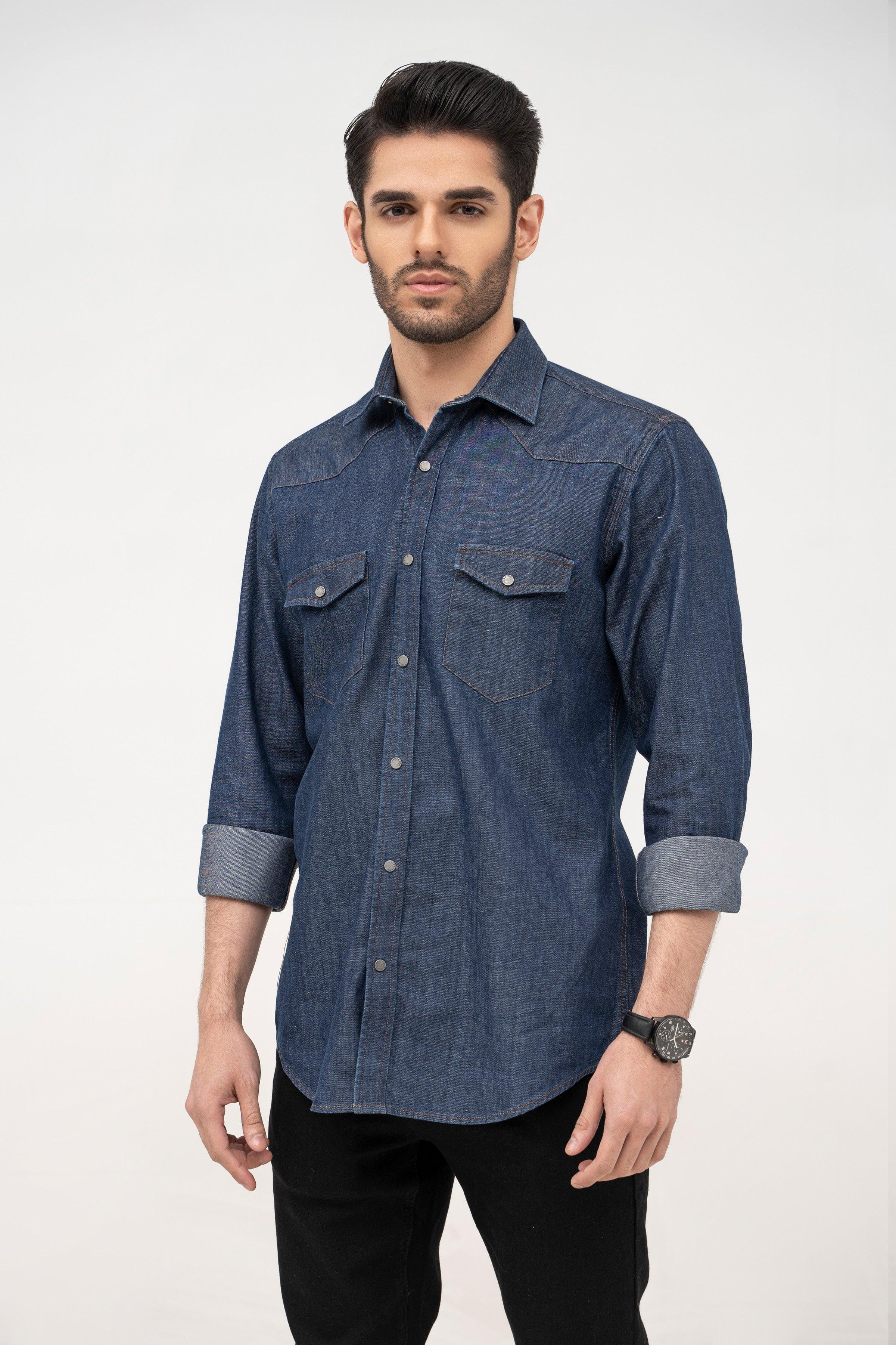 Shop DENIM SHIRT DARK BLUE For Men Online - Main Image