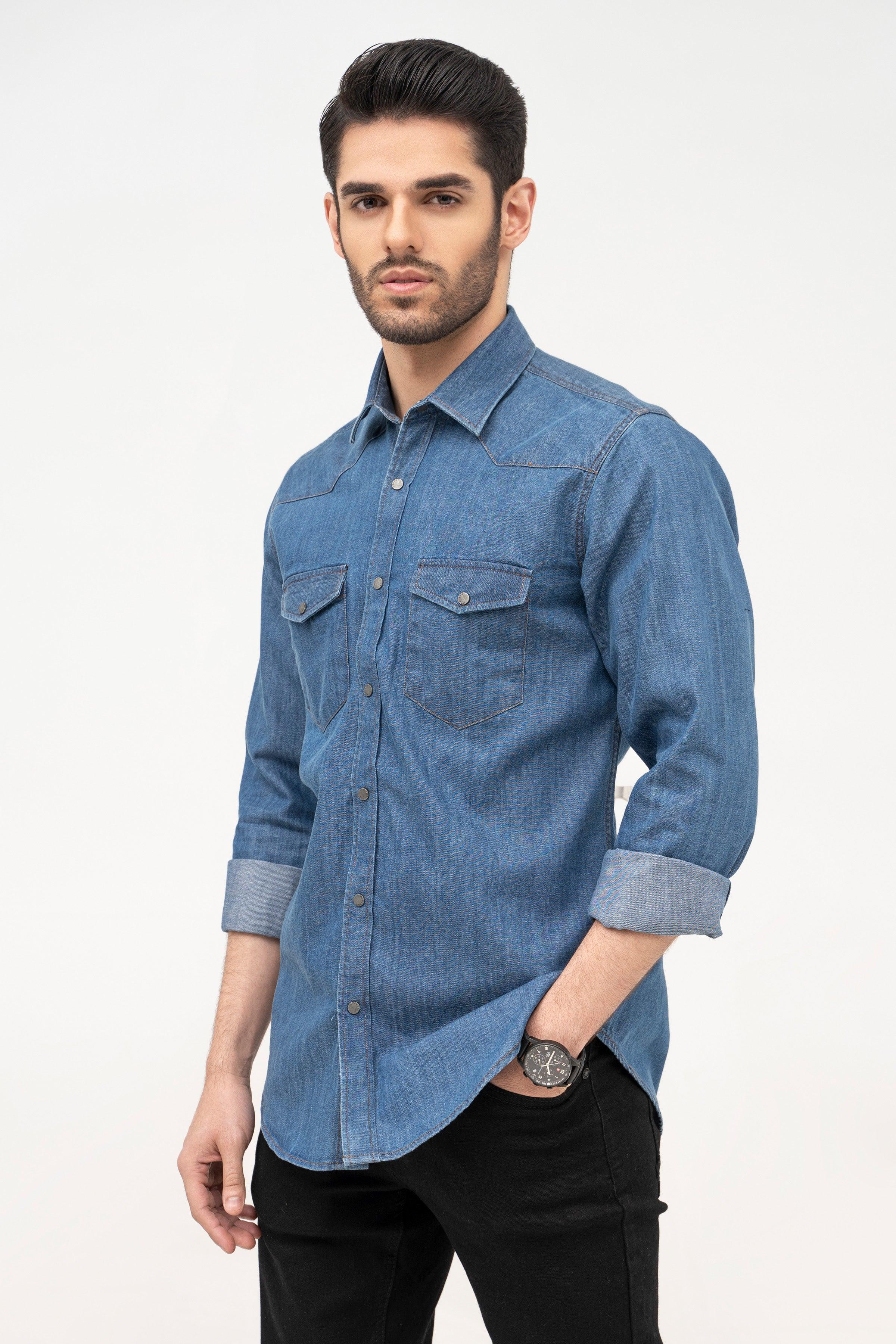 DENIM SHIRT LIGHT BLUE at Charcoal Clothing