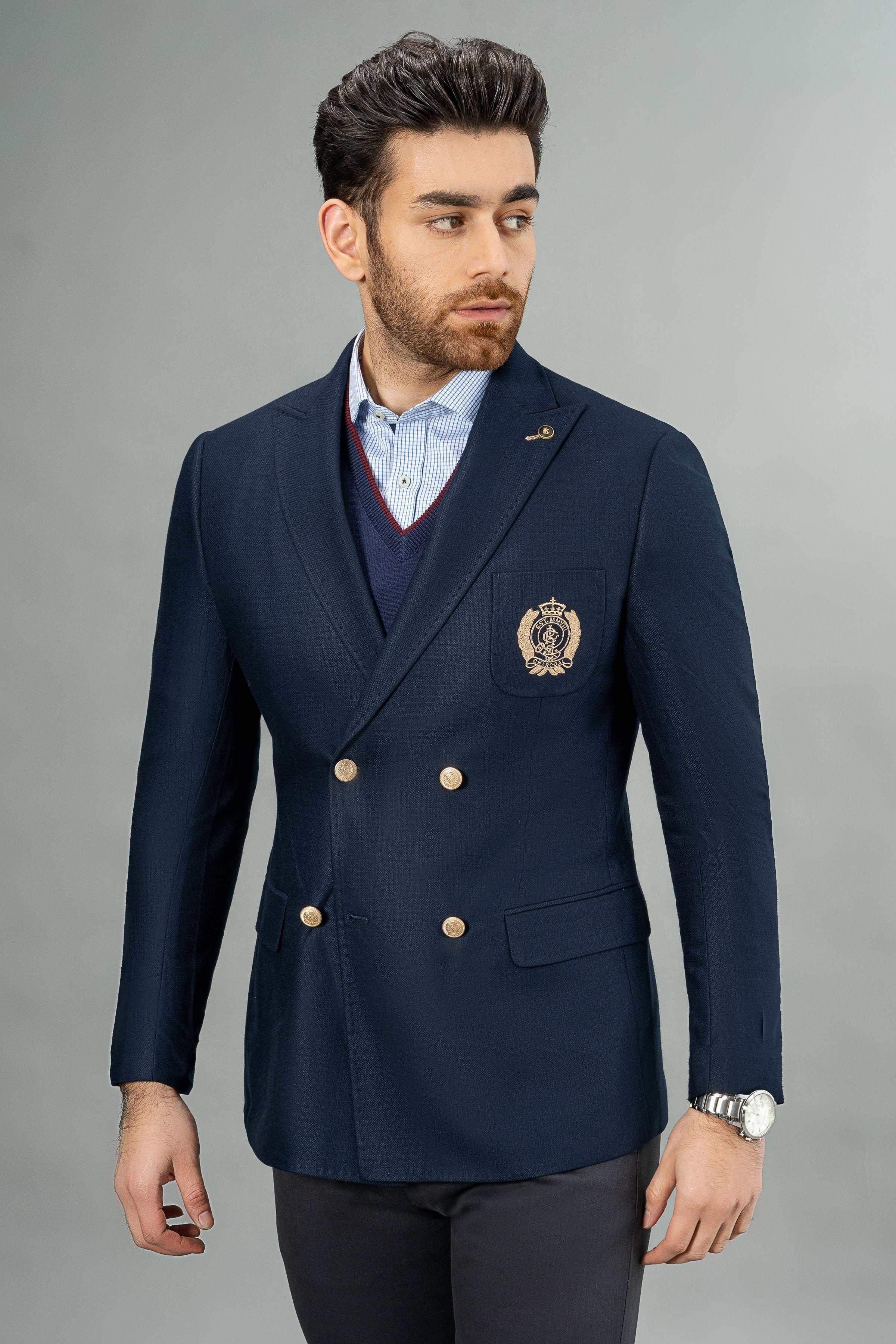 Mens navy double breasted coat best sale