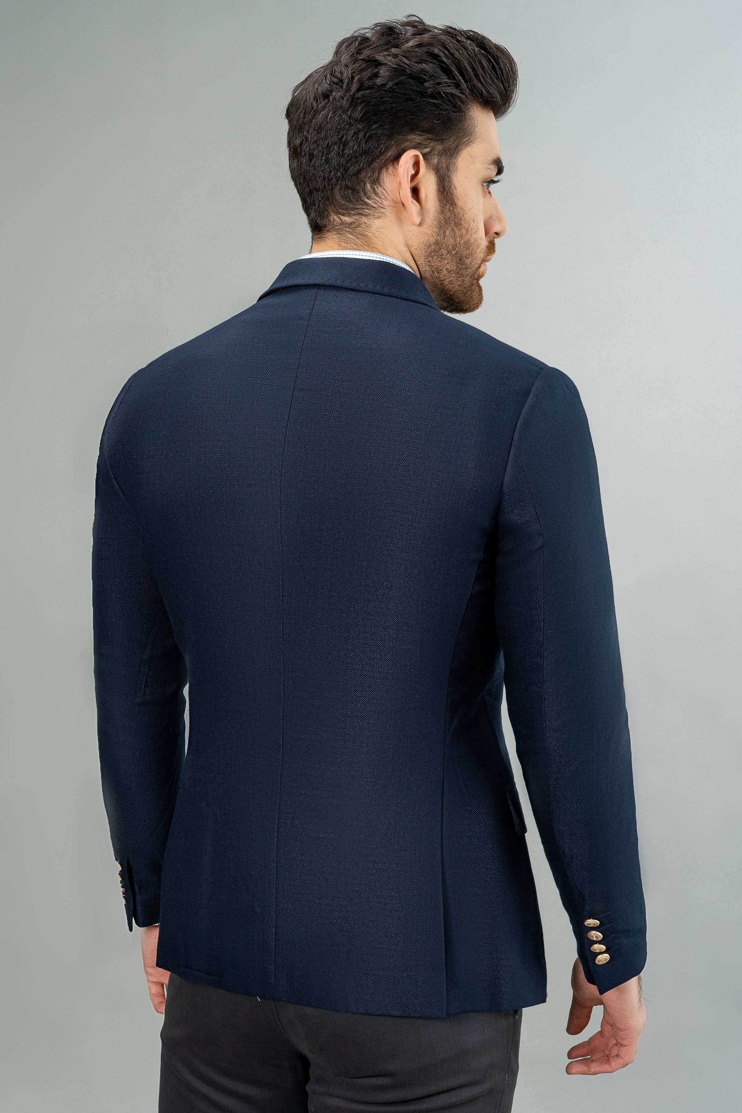 DOUBLE BREASTED COAT NAVY at Charcoal Clothing