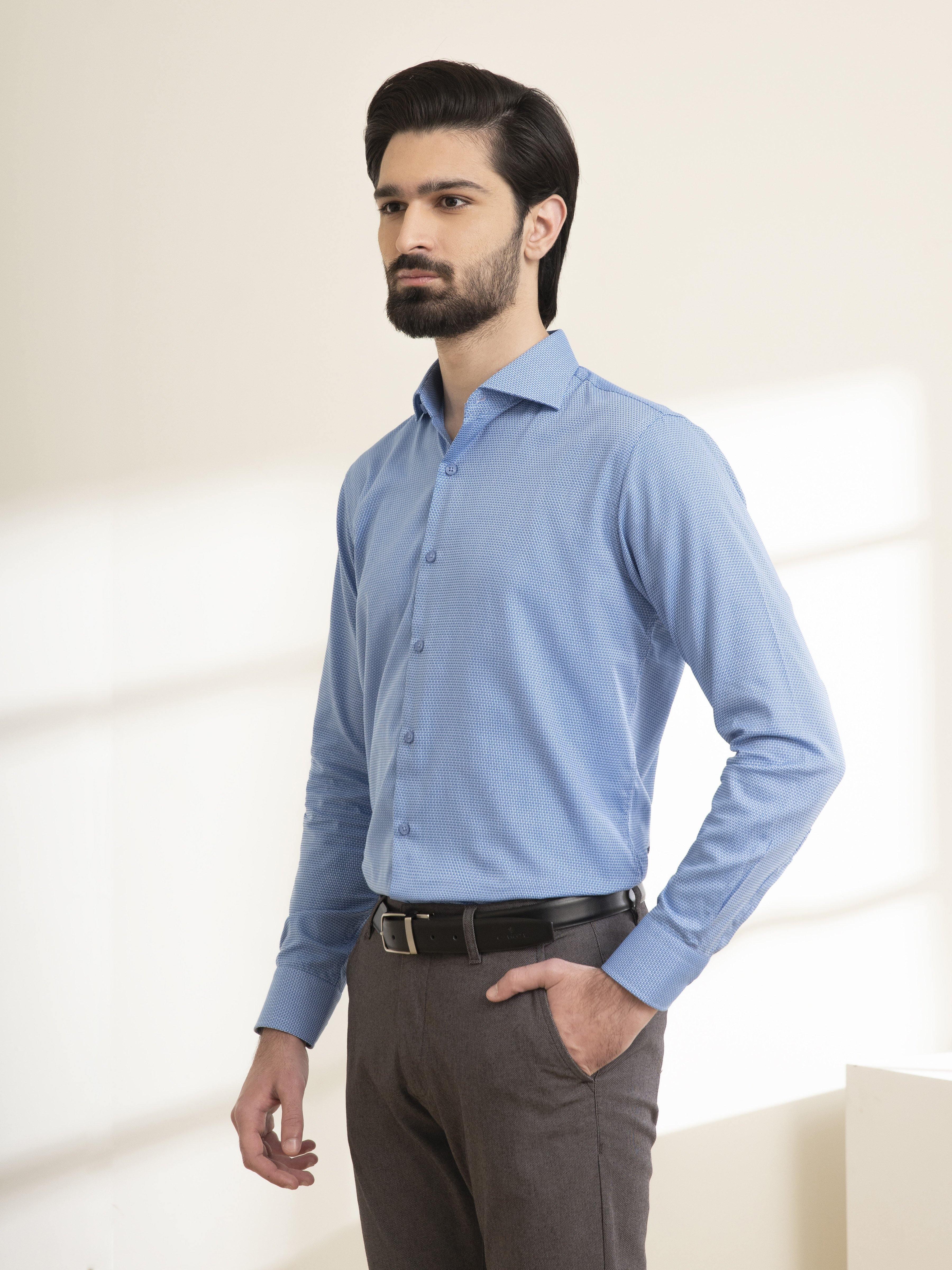 DRESS SHIRT FRNECH COLLAR SKY BLUE at Charcoal Clothing