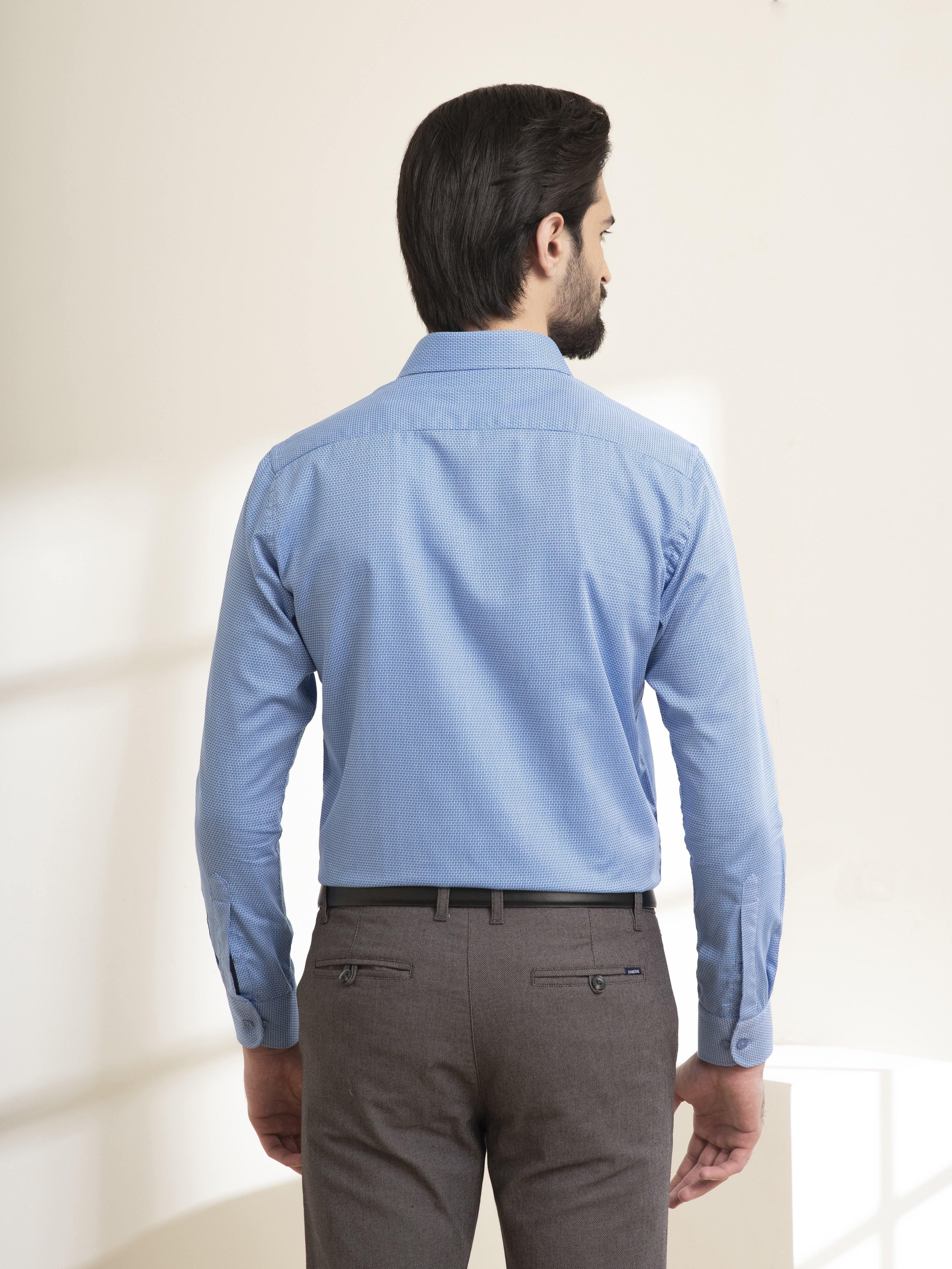 DRESS SHIRT FRNECH COLLAR SKY BLUE at Charcoal Clothing